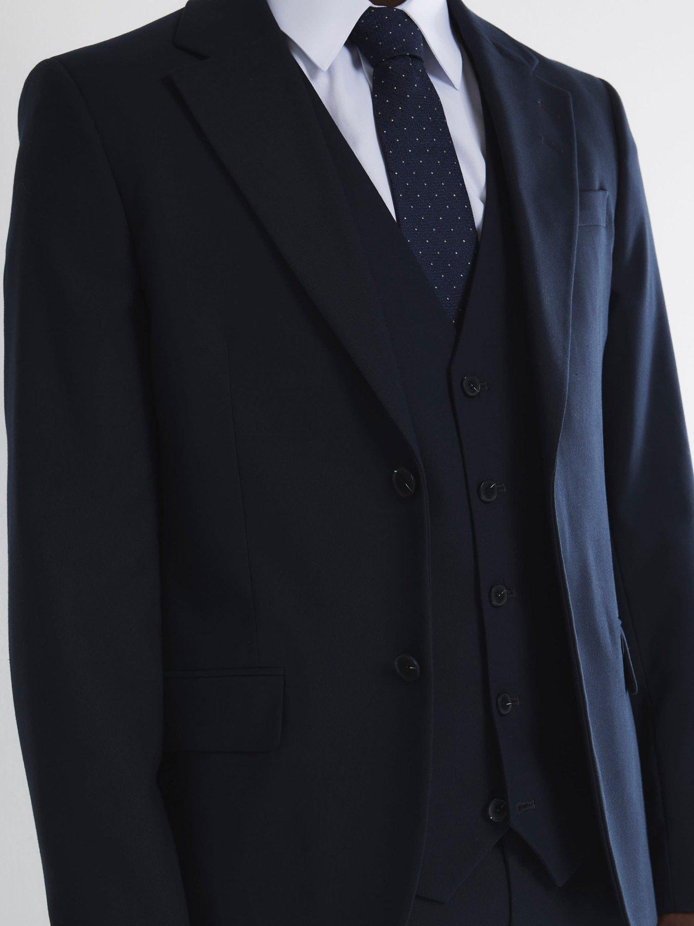 Navy Carrisbrook Tartan Wool Single Breasted 6 Button Waistcoat main image 1