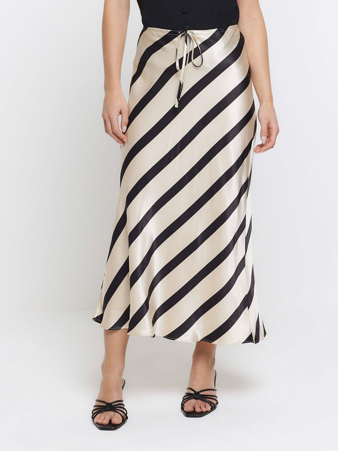 RI Petite Petite Bias Cut Stripe Maxi Skirt Black very