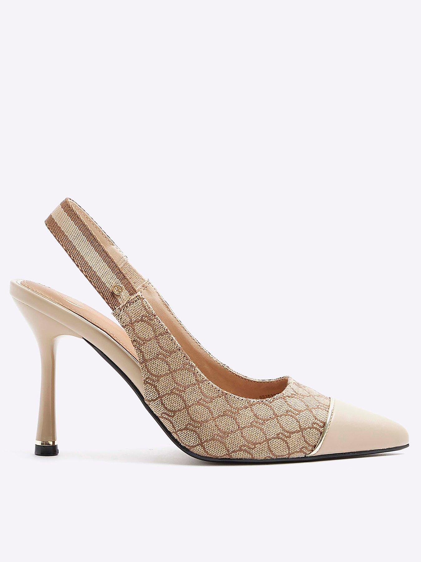 River Island Monogram Webbing Court Shoe Beige Very co uk