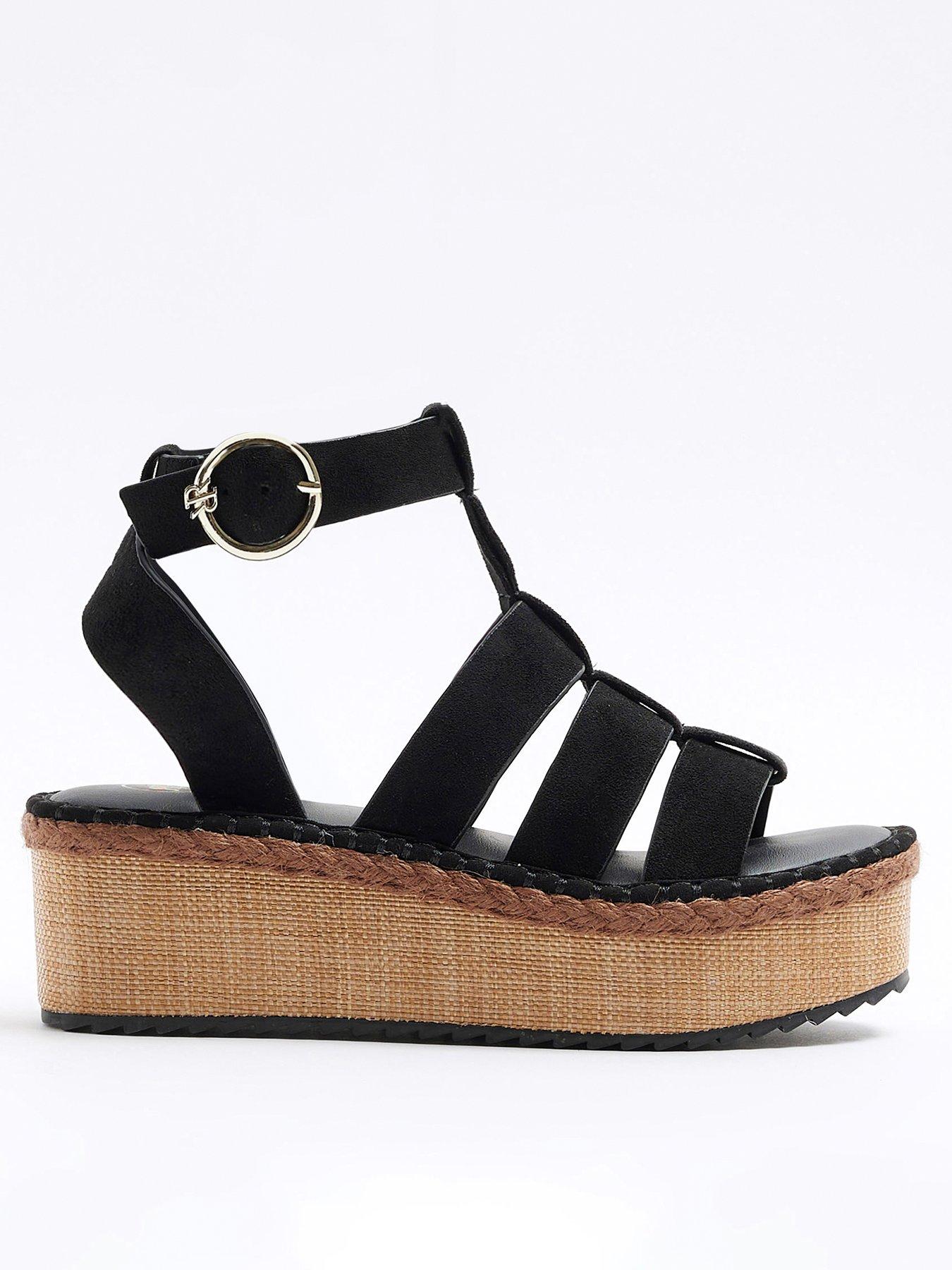 Wide Fit Fisherman Flatform Sandal Black