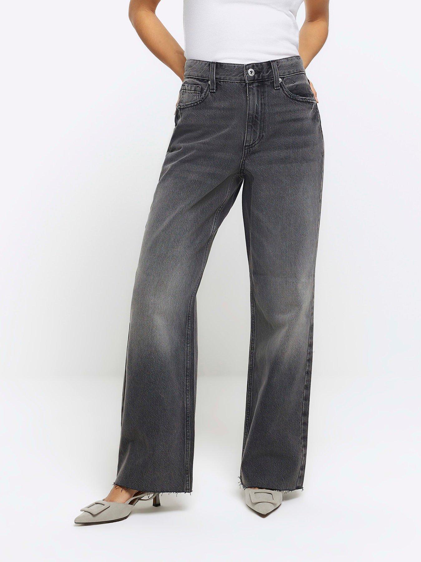 Black high waisted relaxed straight leg jeans