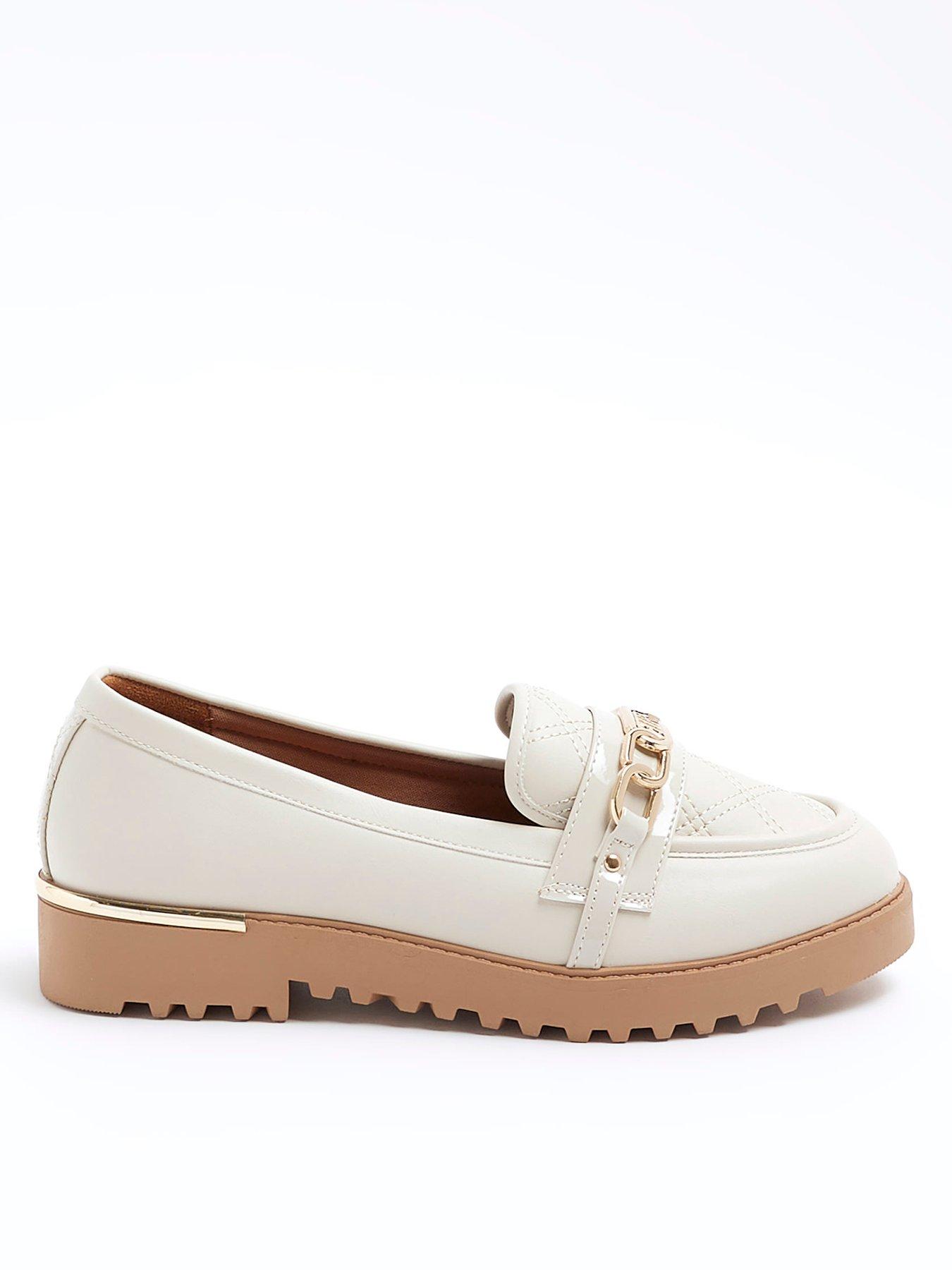 Wide Fit Quilted Chain Loafer Cream