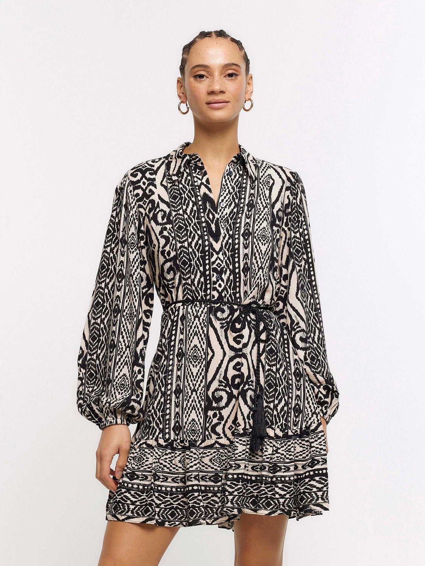 River Island Mini Godet Shirt Dress - Black