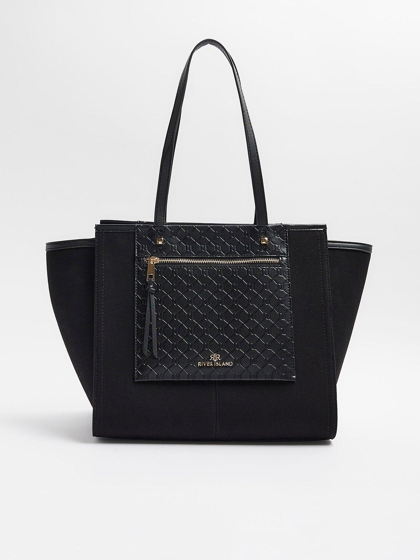 River Island Canvas Shopper Bag Black Very