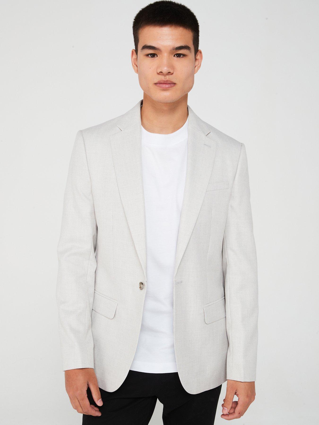 undefined Texture Single Breasted Suit Jacket - Grey