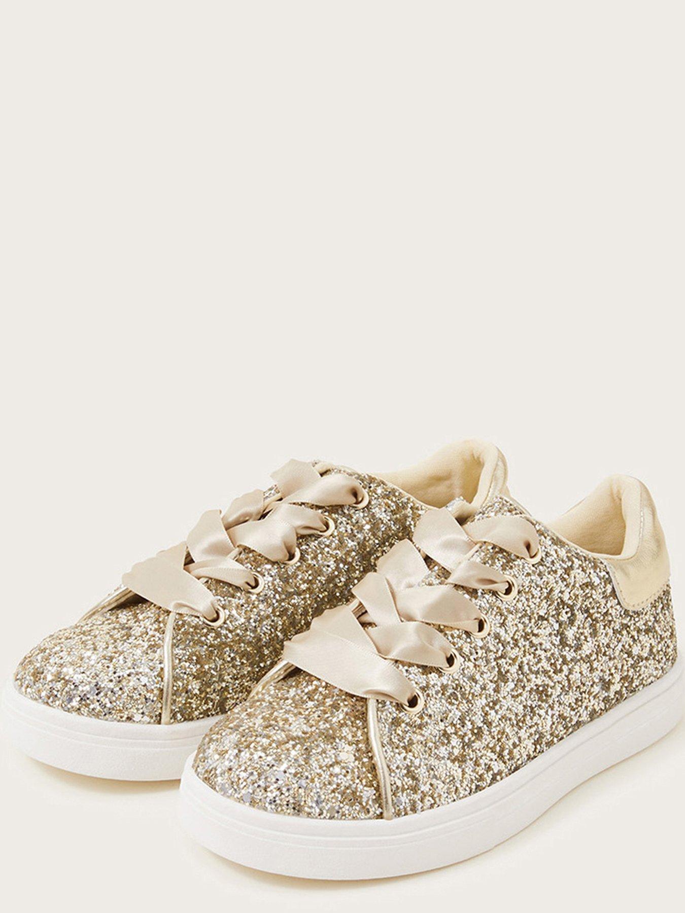 Monsoon Girls Sparkle Glitter Trainers - Gold | very.co.uk