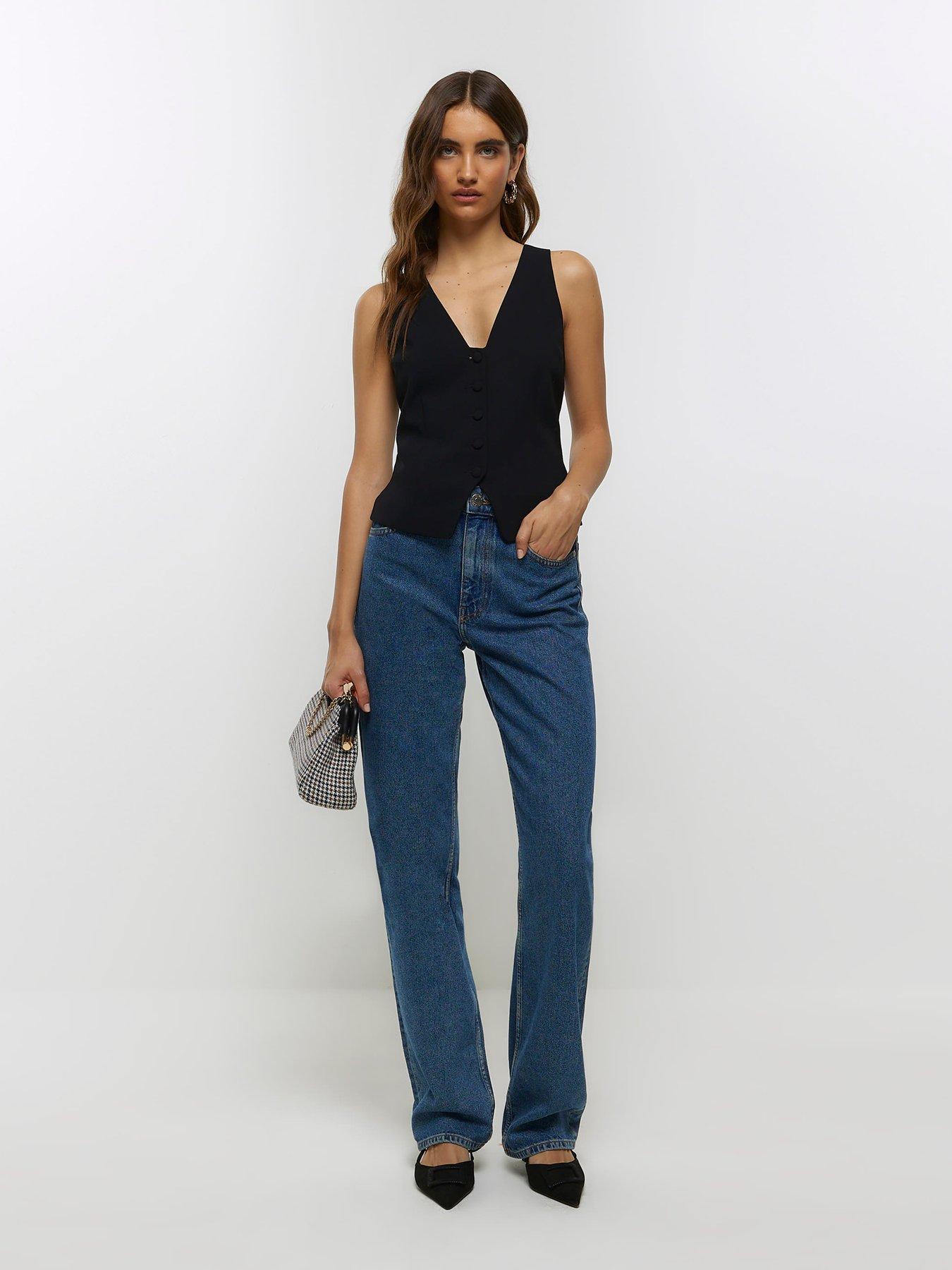 River island black waistcoat clearance
