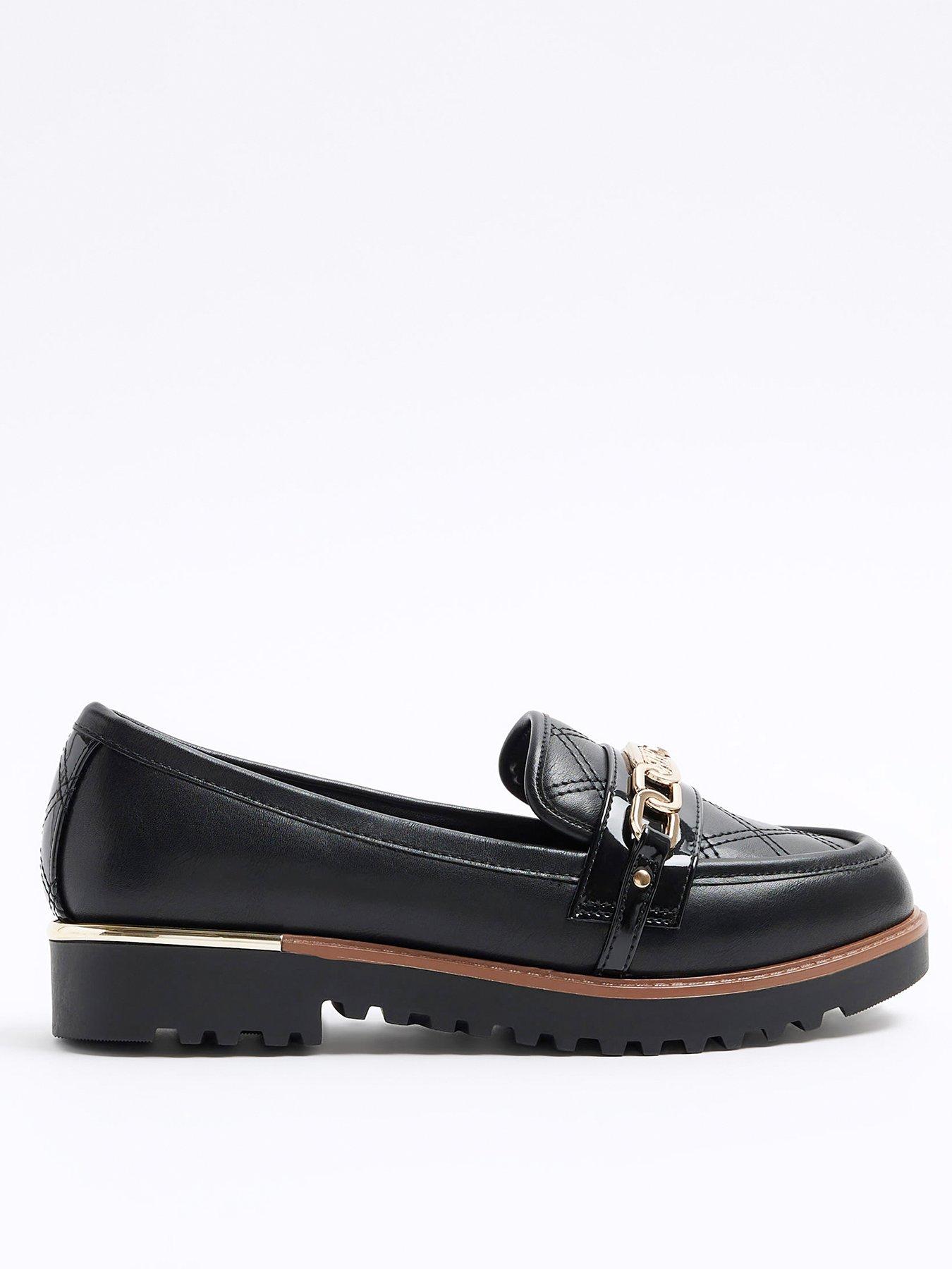 River island black flat hot sale shoes