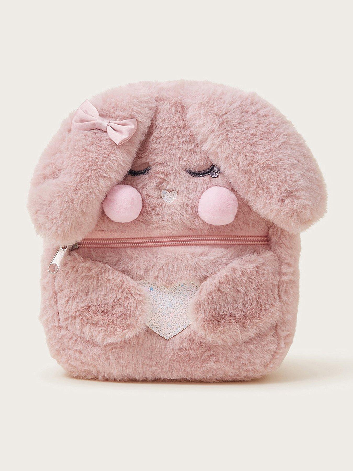 Furry pink bunny backpack sale