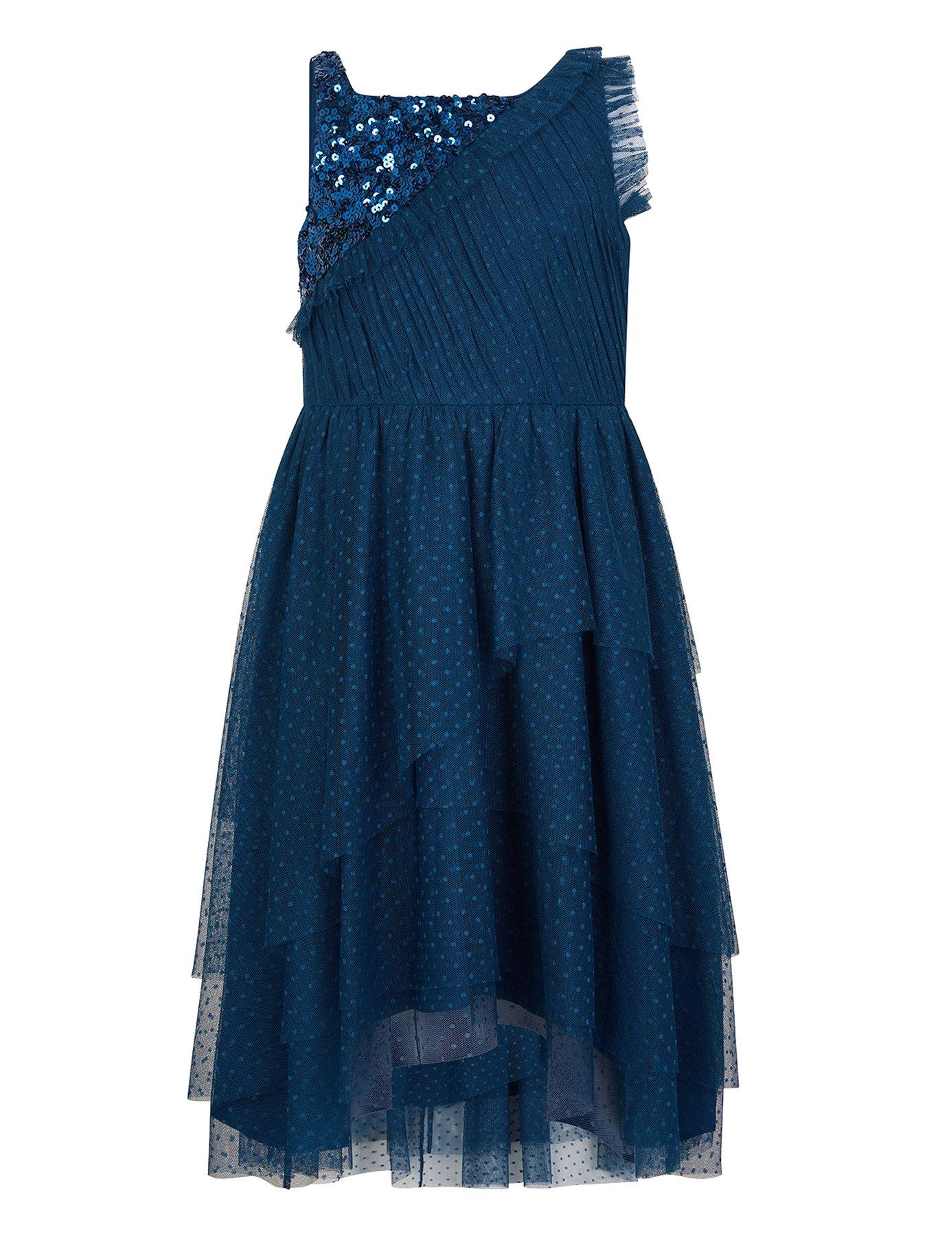 Girls navy sequin sales dress