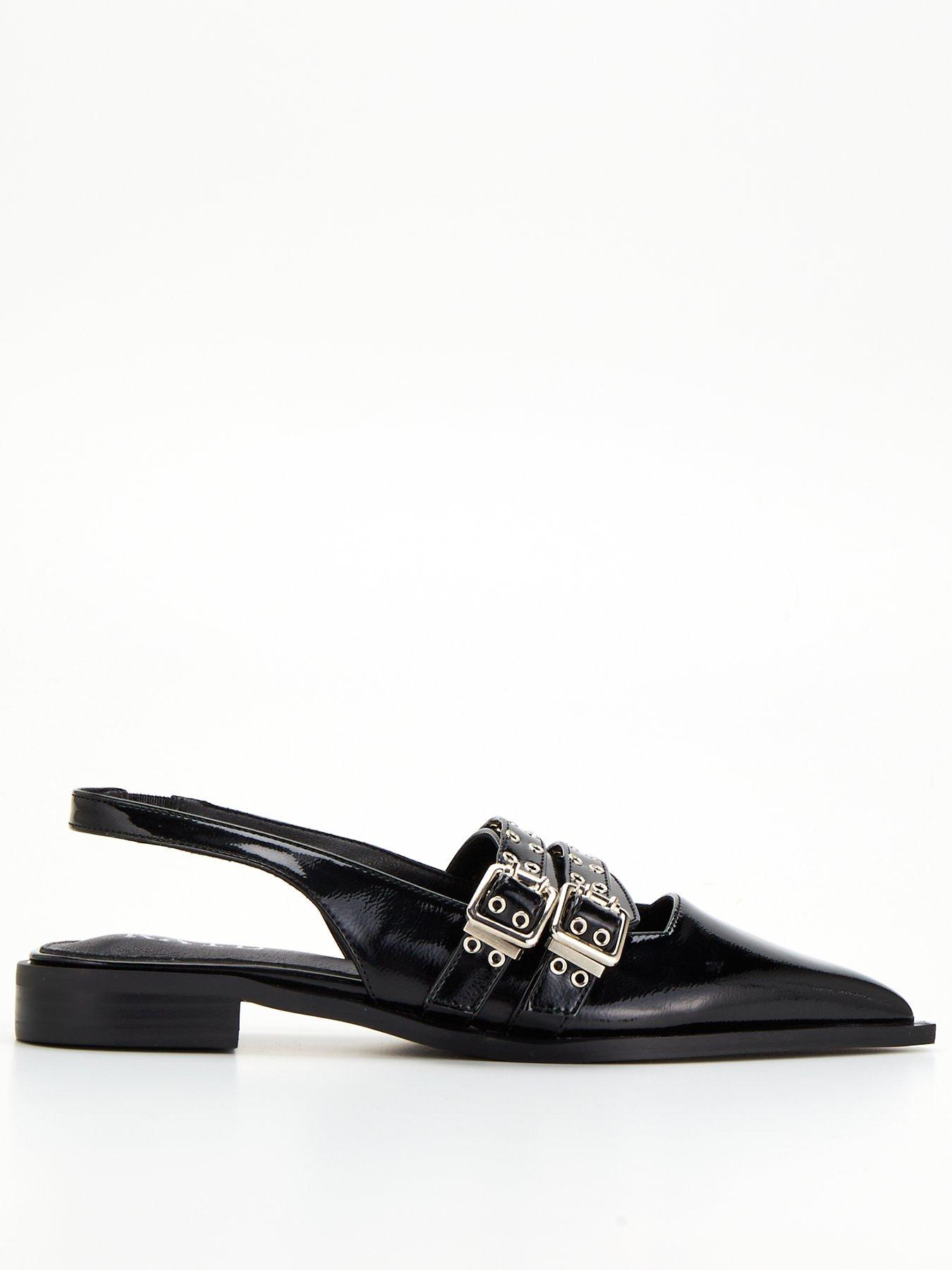 raid-ichika-crinkle-patent-buckle-detail-sling-back-shoes-black