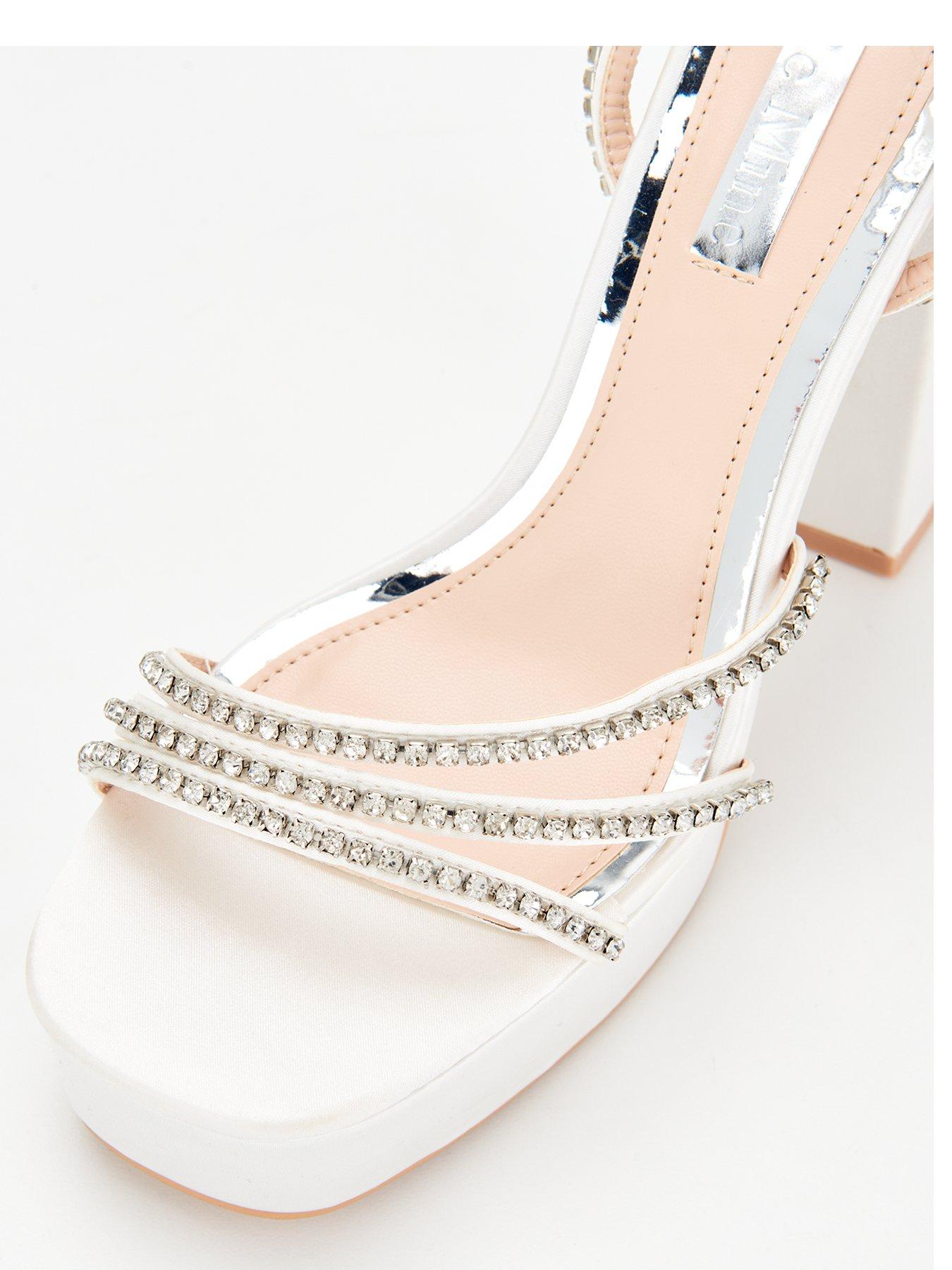 Raid Be Mine Bridal Maysha Strappy Platfrom Heeled Sandals Ivory Satin Very