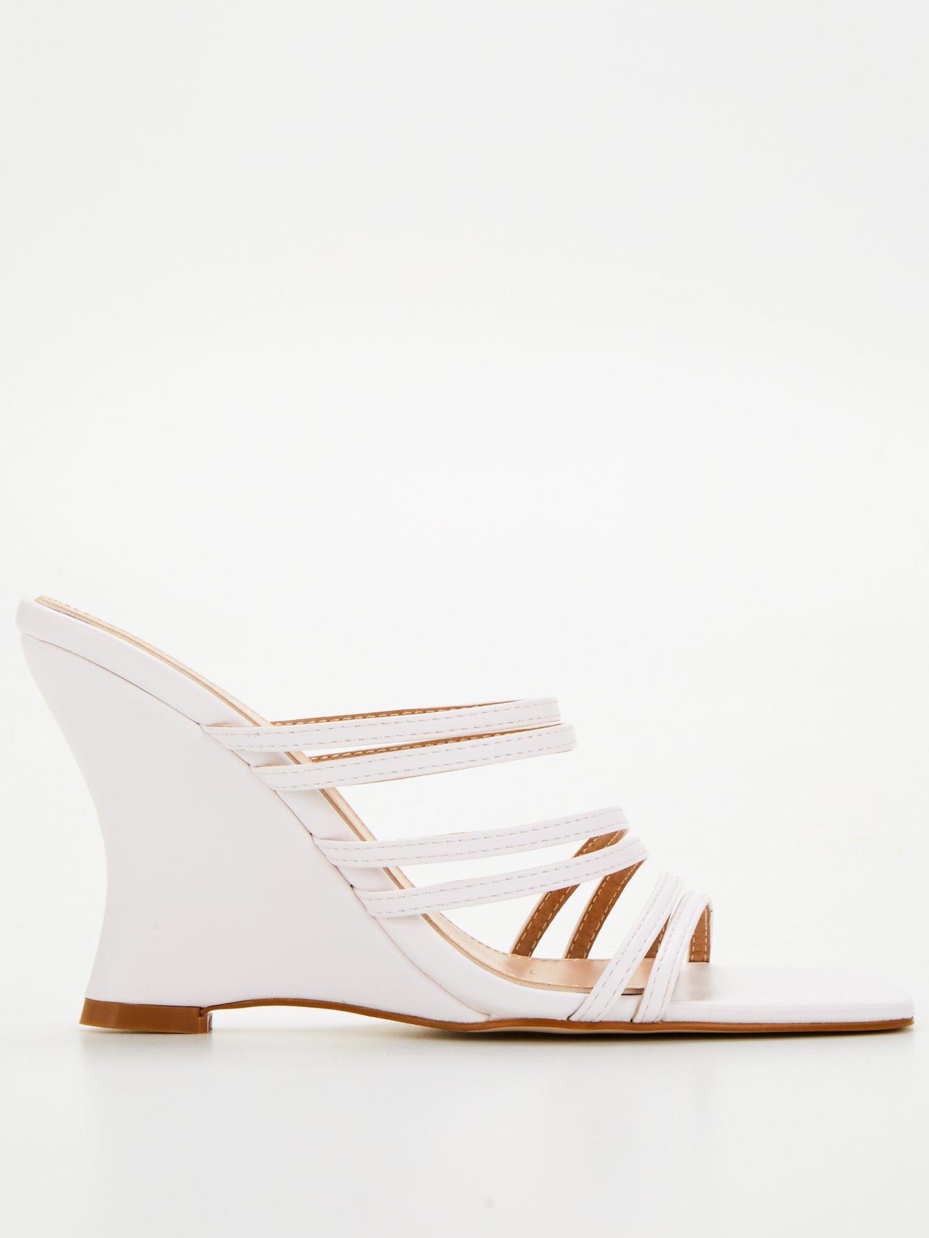Raid Francisca Multi Strap Wedged Heel Sandal - White