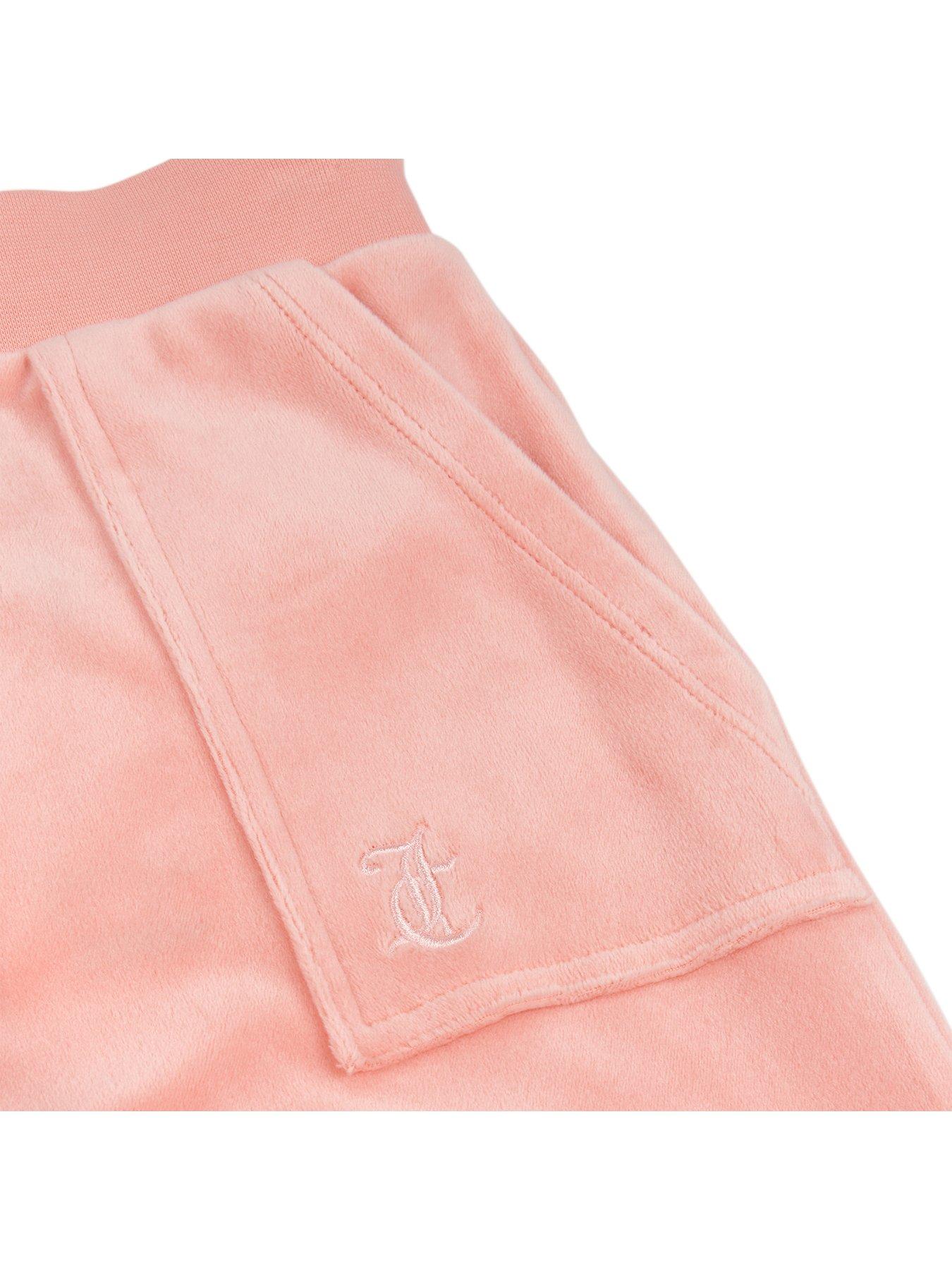 Image 3 of 3 of Juicy Couture Girls Tonal Velour Wide Leg Jogger - Peach Amber