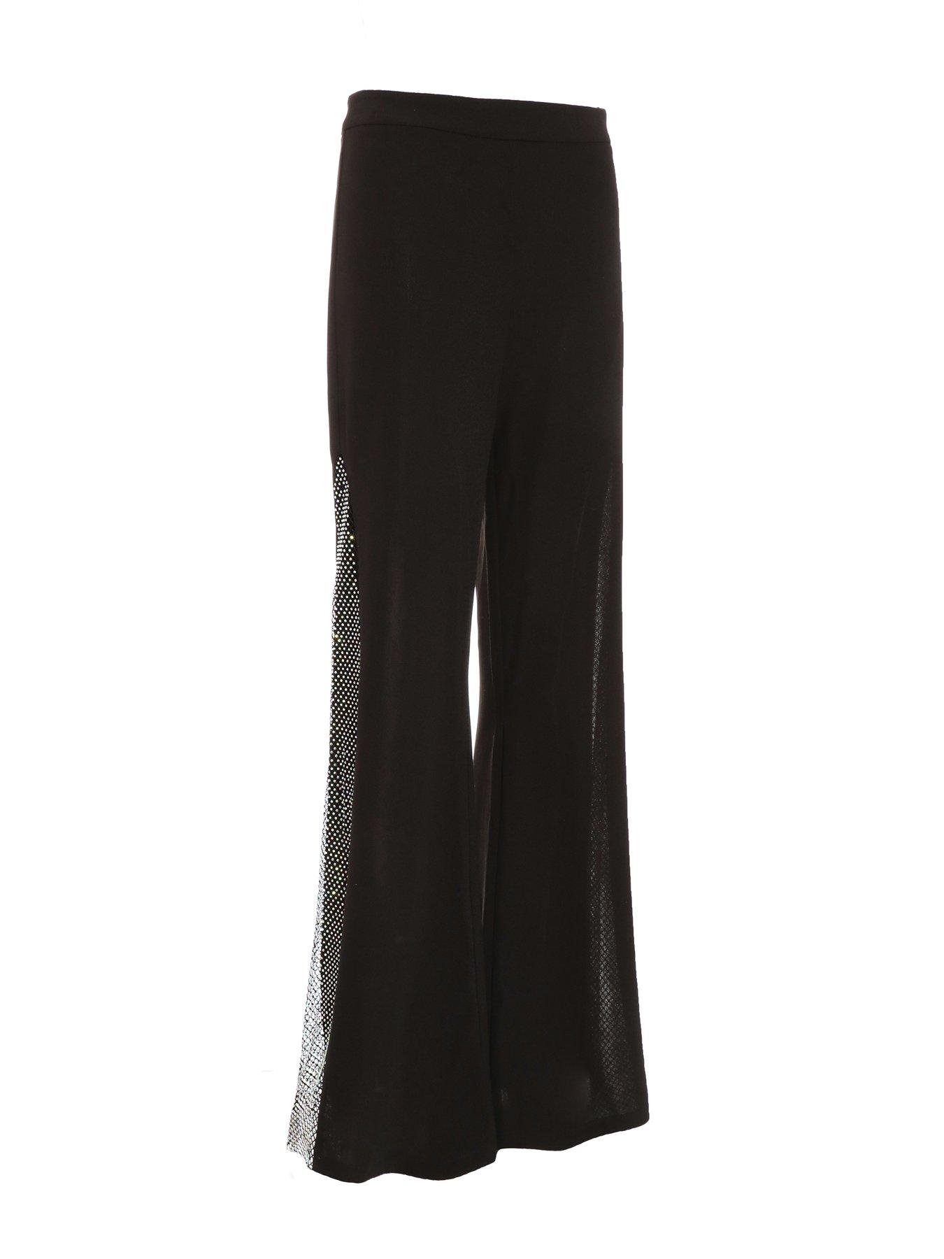 Quiz Black Diamante Embelished Wide Leg Trousers | very.co.uk