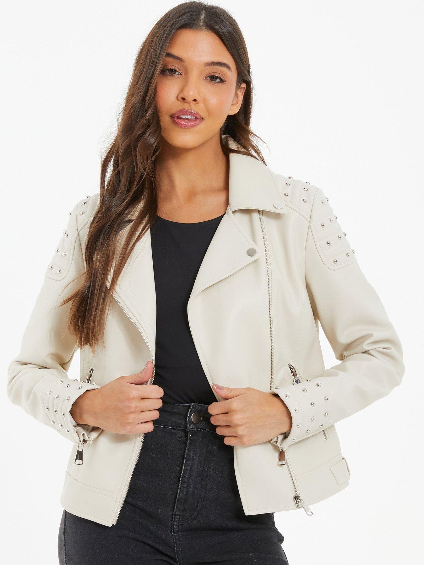 Stone faux leather jacket store