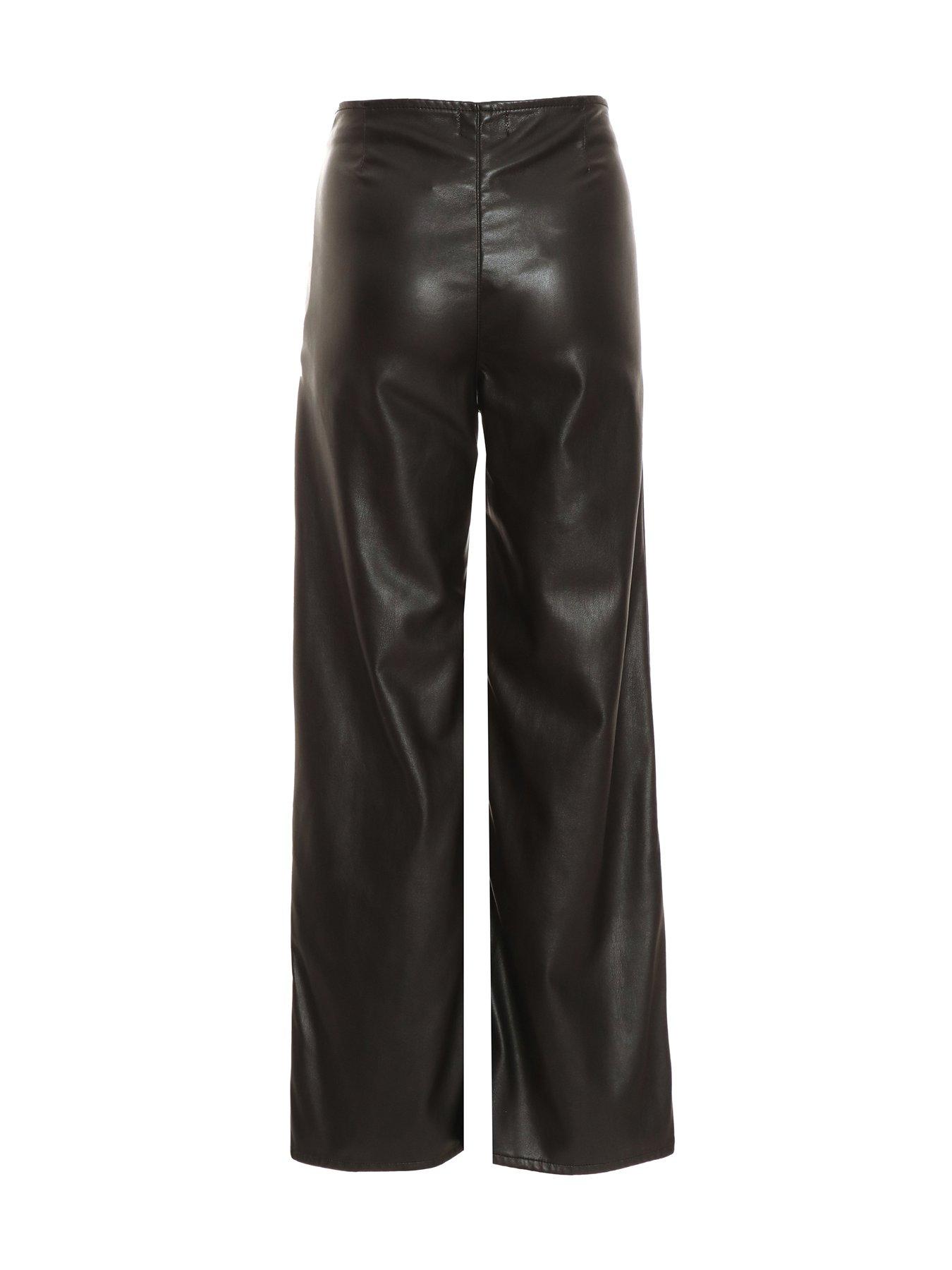 Quiz Black Studded Faux Leather Trousers