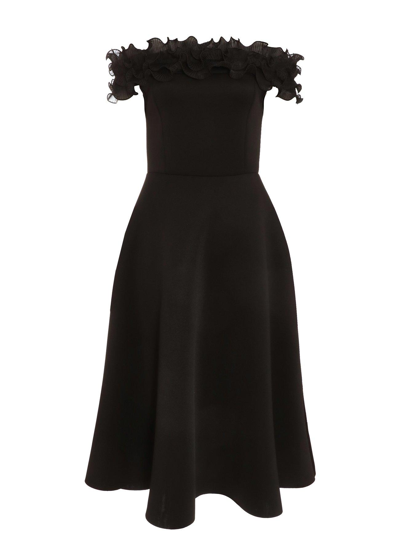 Quiz black best sale frill dress