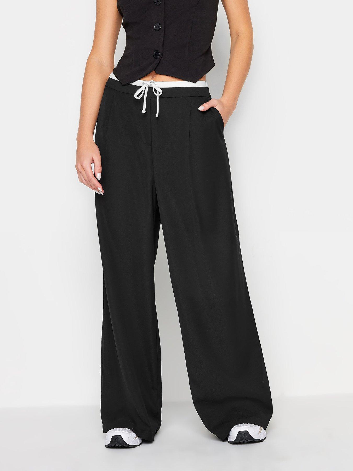 River Island Petite palazzo wide leg trousers in black