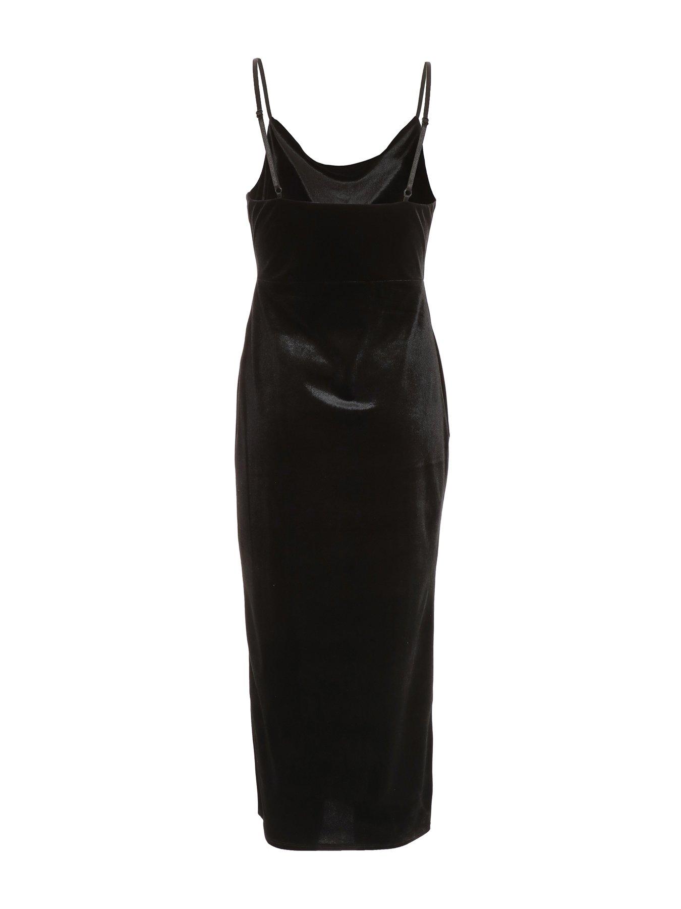 Black velvet cowl neck hot sale dress