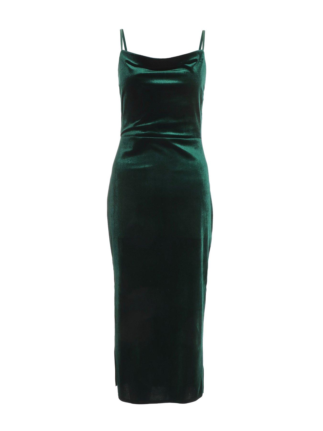 dark green velvet midi dress Current Mood Velvet Wrap Dress