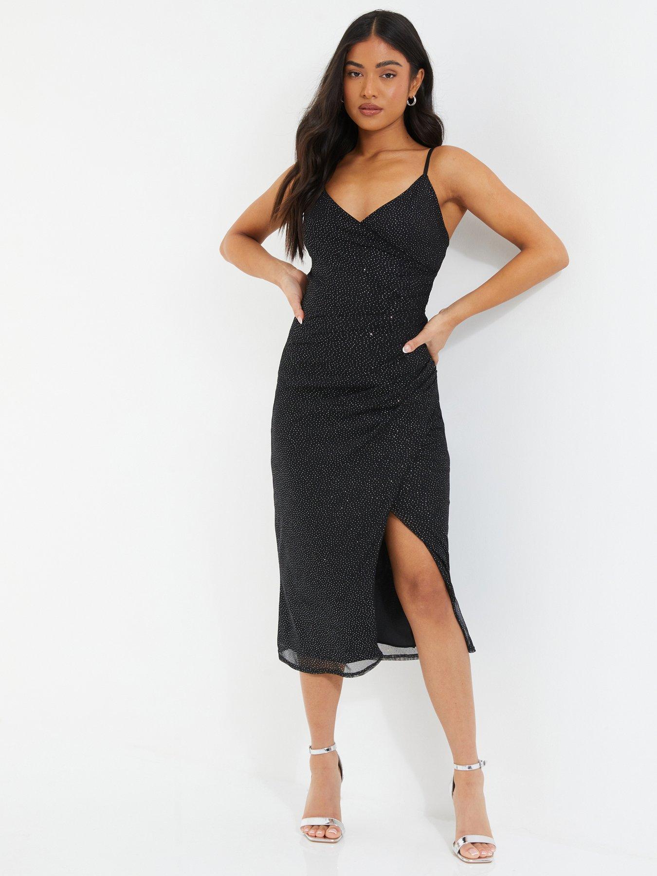 Black glitter wrap dress best sale