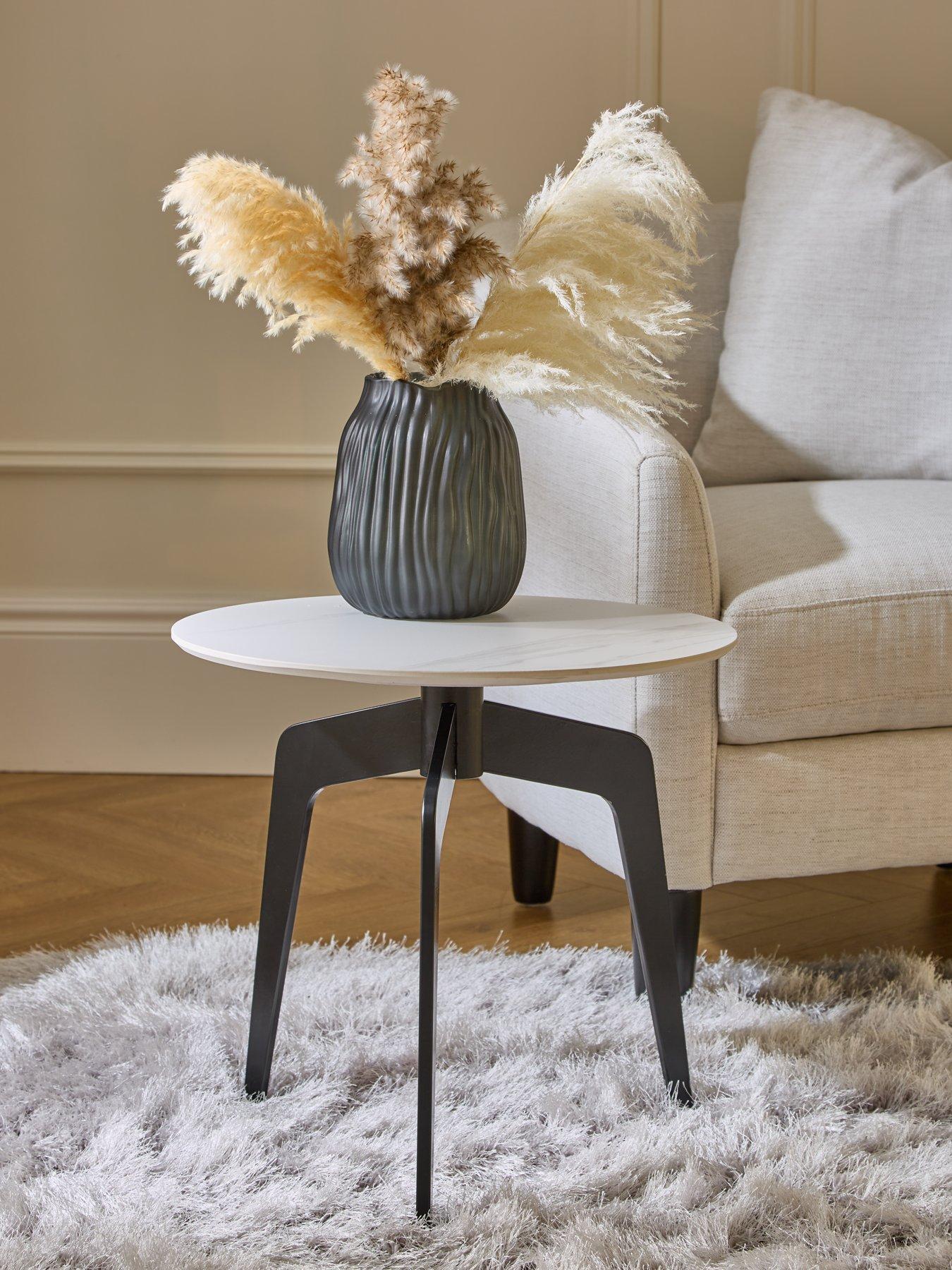 undefined Stiletto Ceramic Top Side Table - White