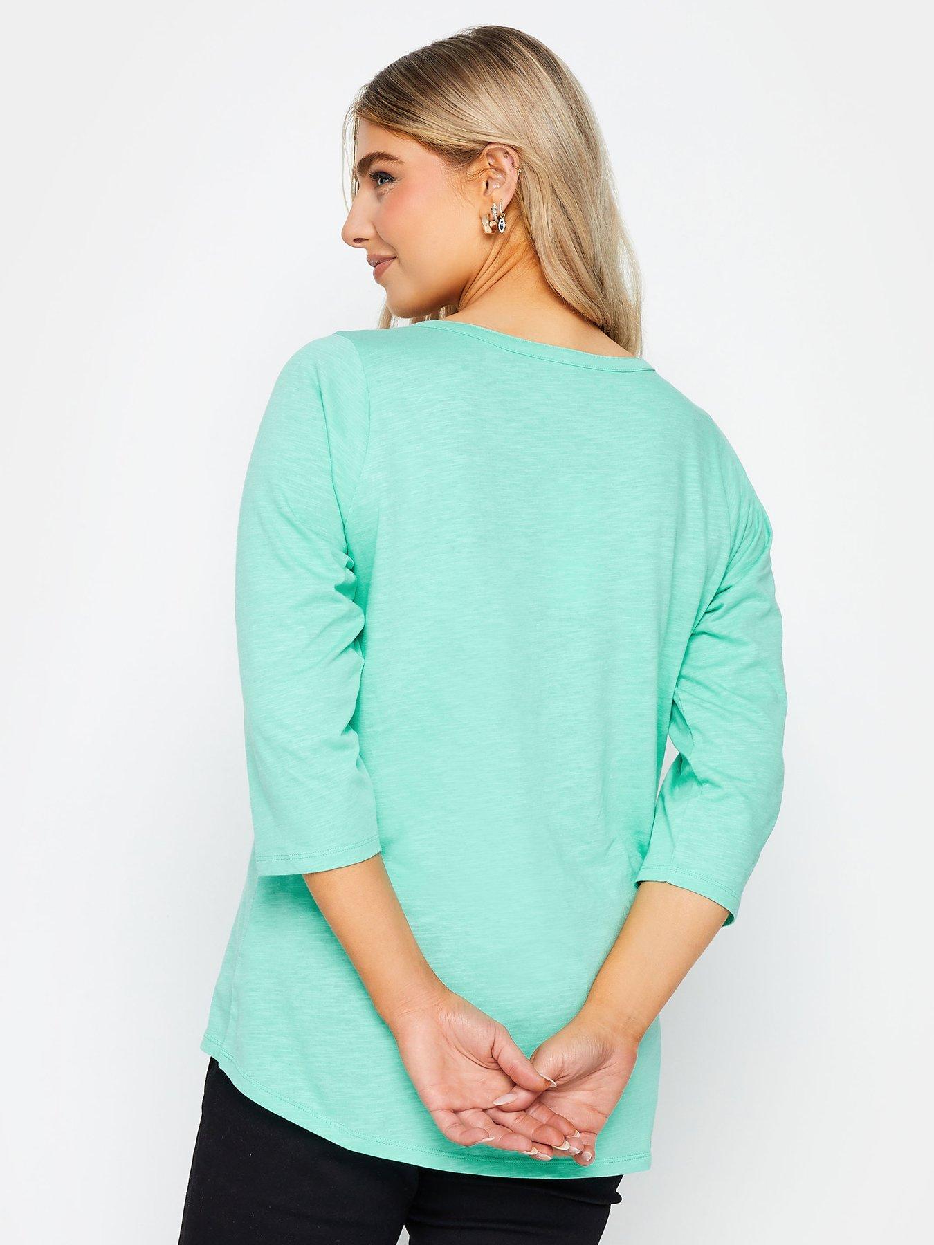 M&Co Pale Blue Cotton Henley Top