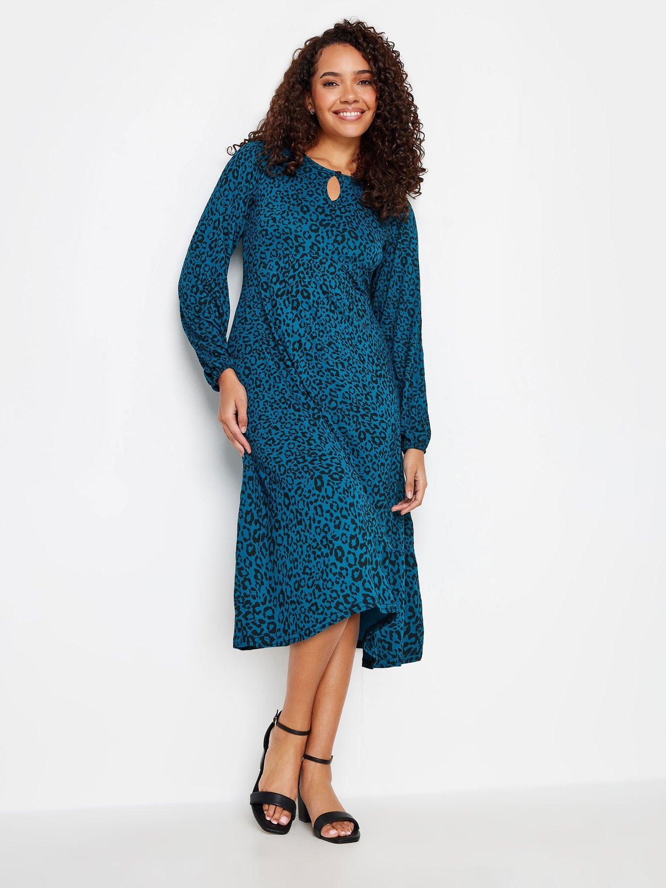 M&Co Petite Petite Teal 3/4 Sleeve Dress