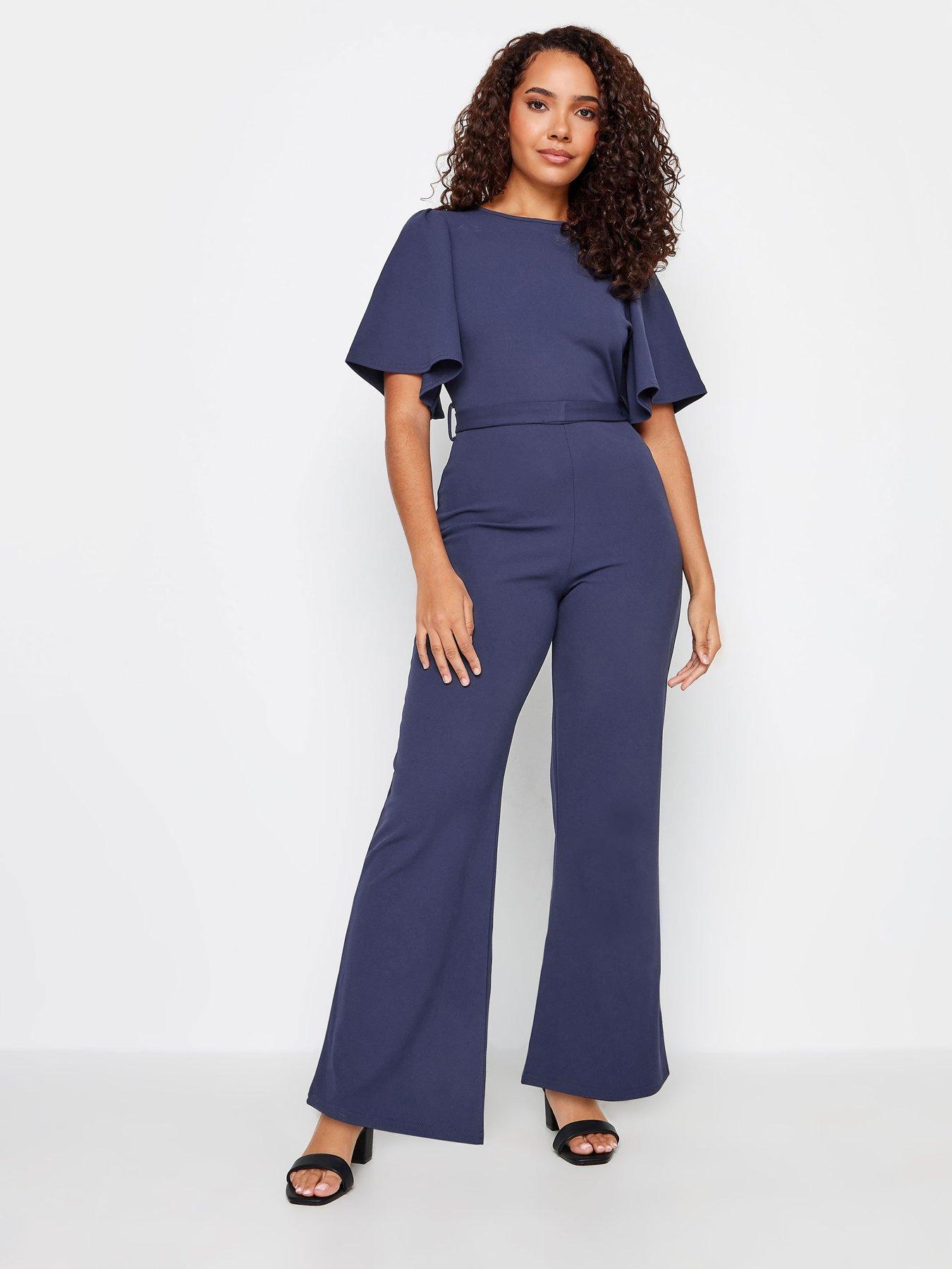 M&Co Petite Petite Angle Sleeve Jumpsuit Navy