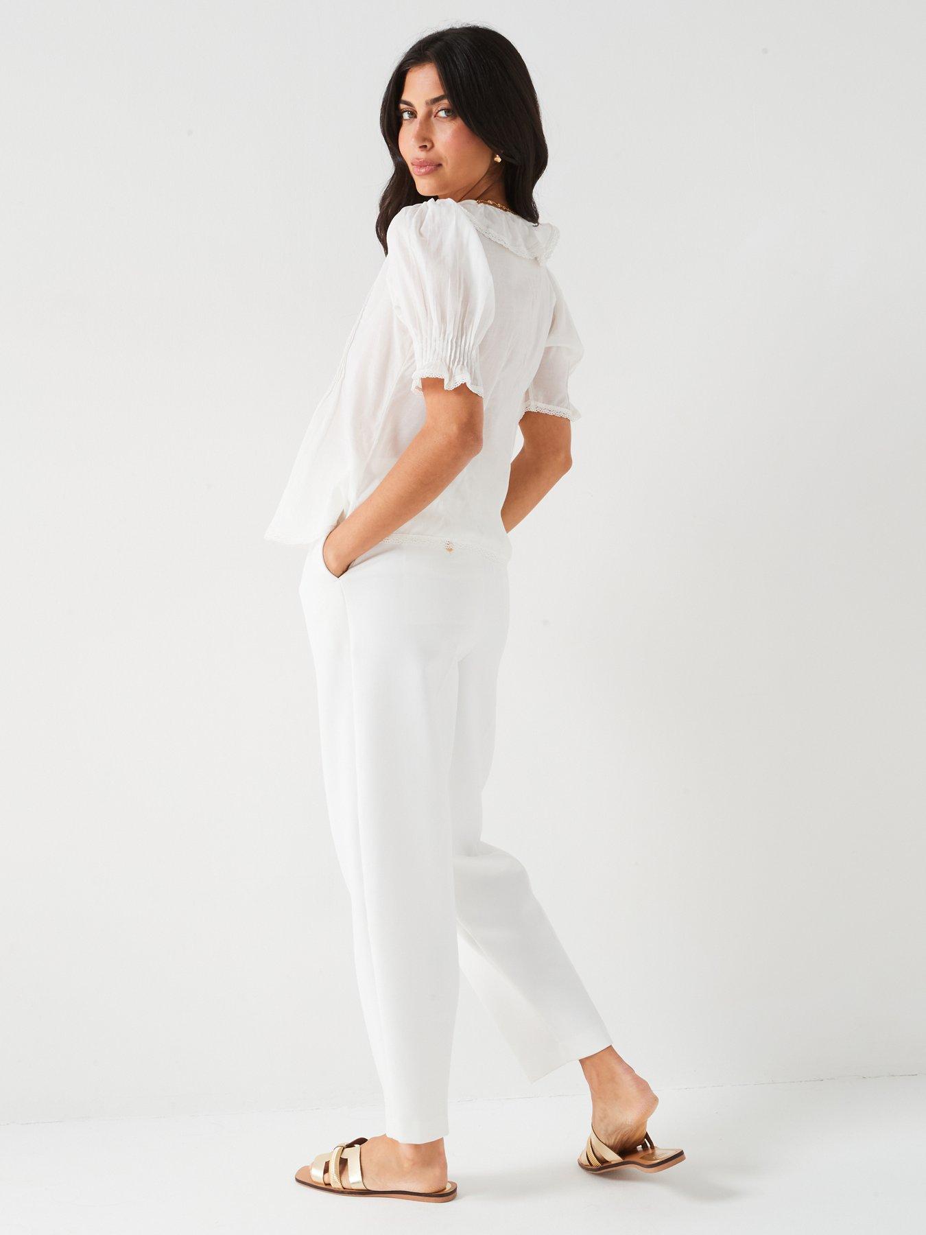 Image 5 of 6 of V by Very Short Sleeve Pintuck Blouse - White