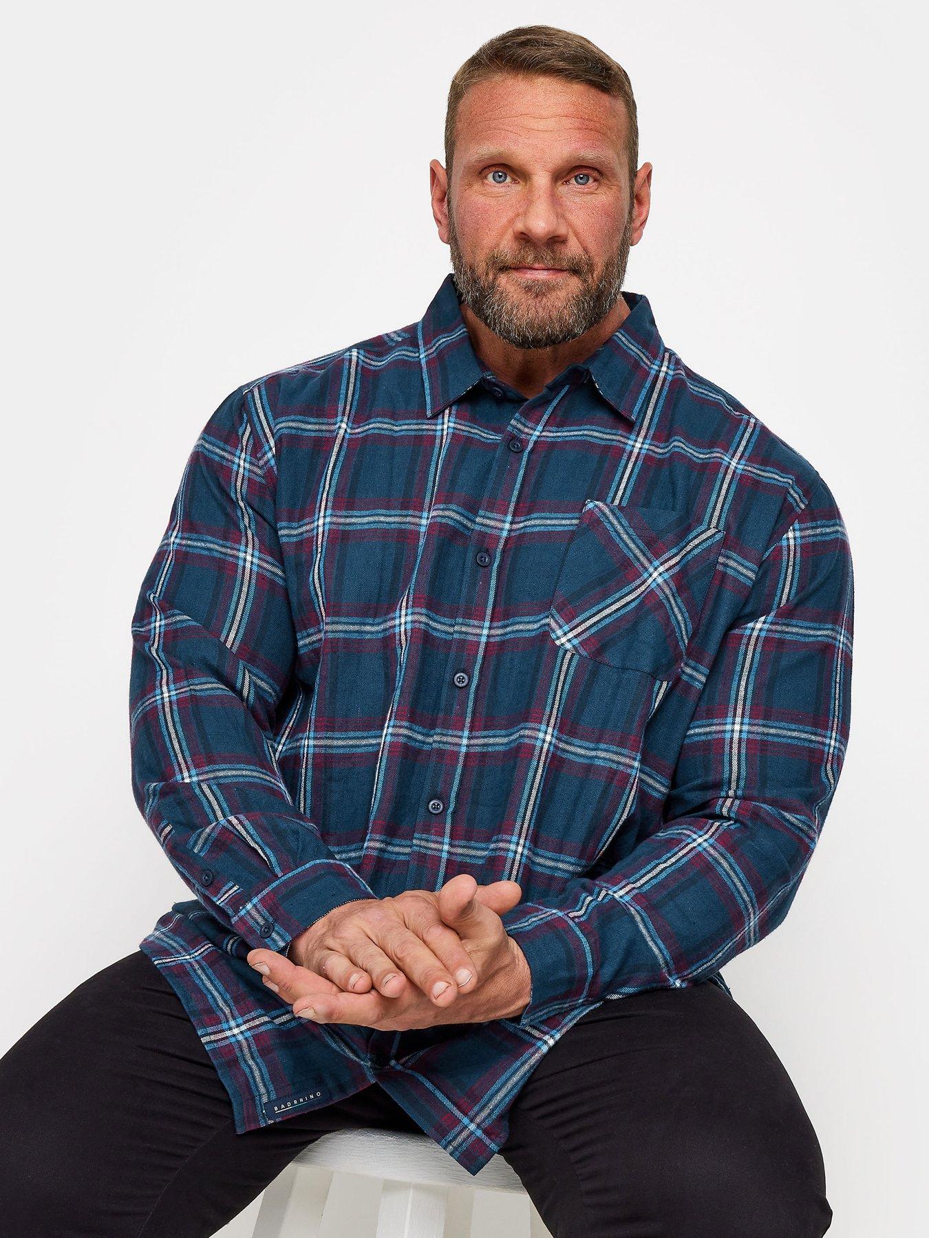 Badrhino Brushed Check Long Sleeve Shirt - Navy/Red