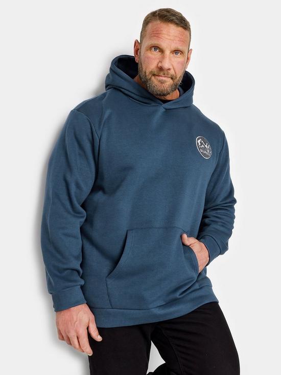front image of badrhino-patch-hoody-storm-blue