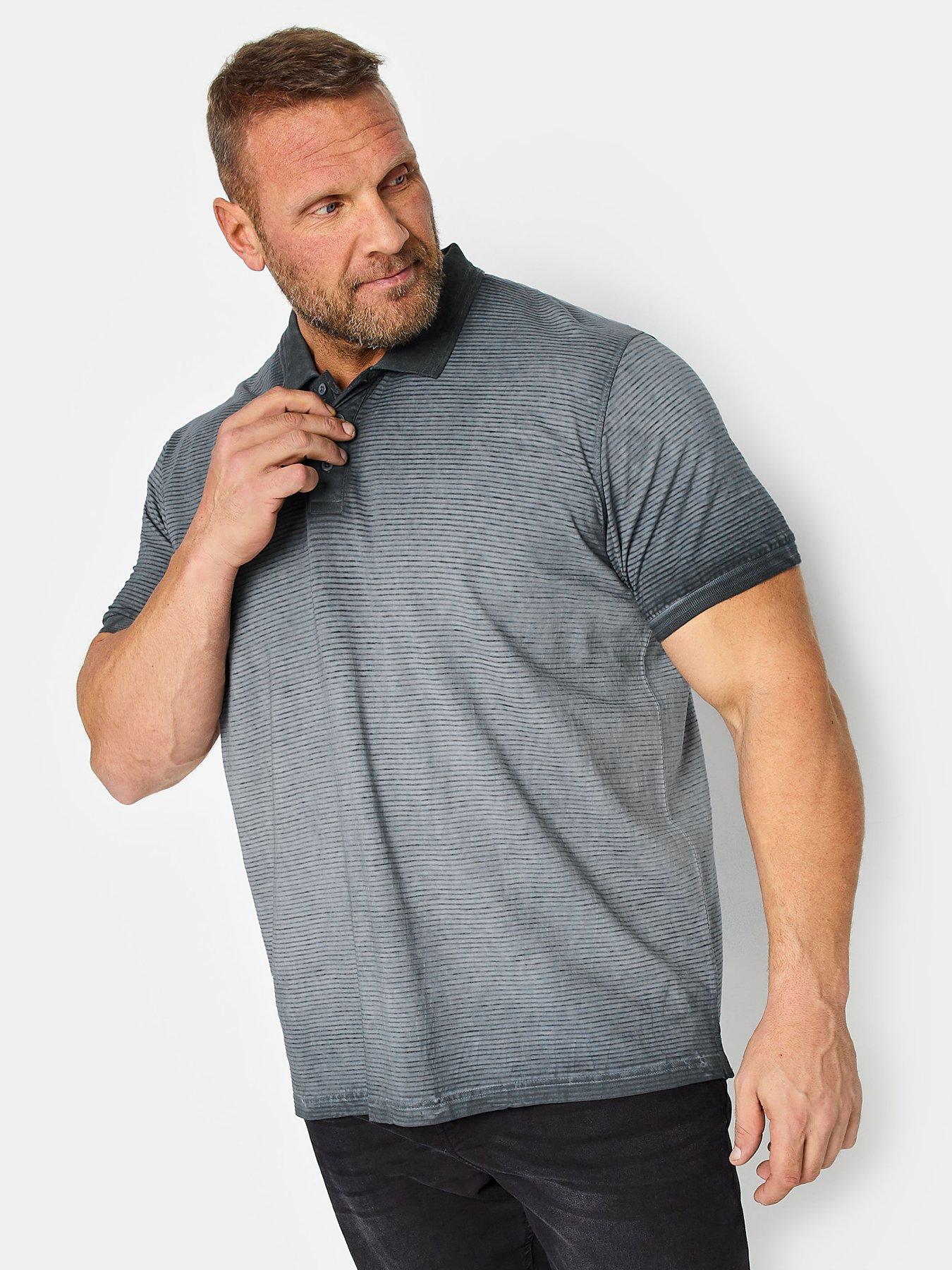 Image 1 of 1 of BadRhino Striped Jersey Polo Shirt - Grey