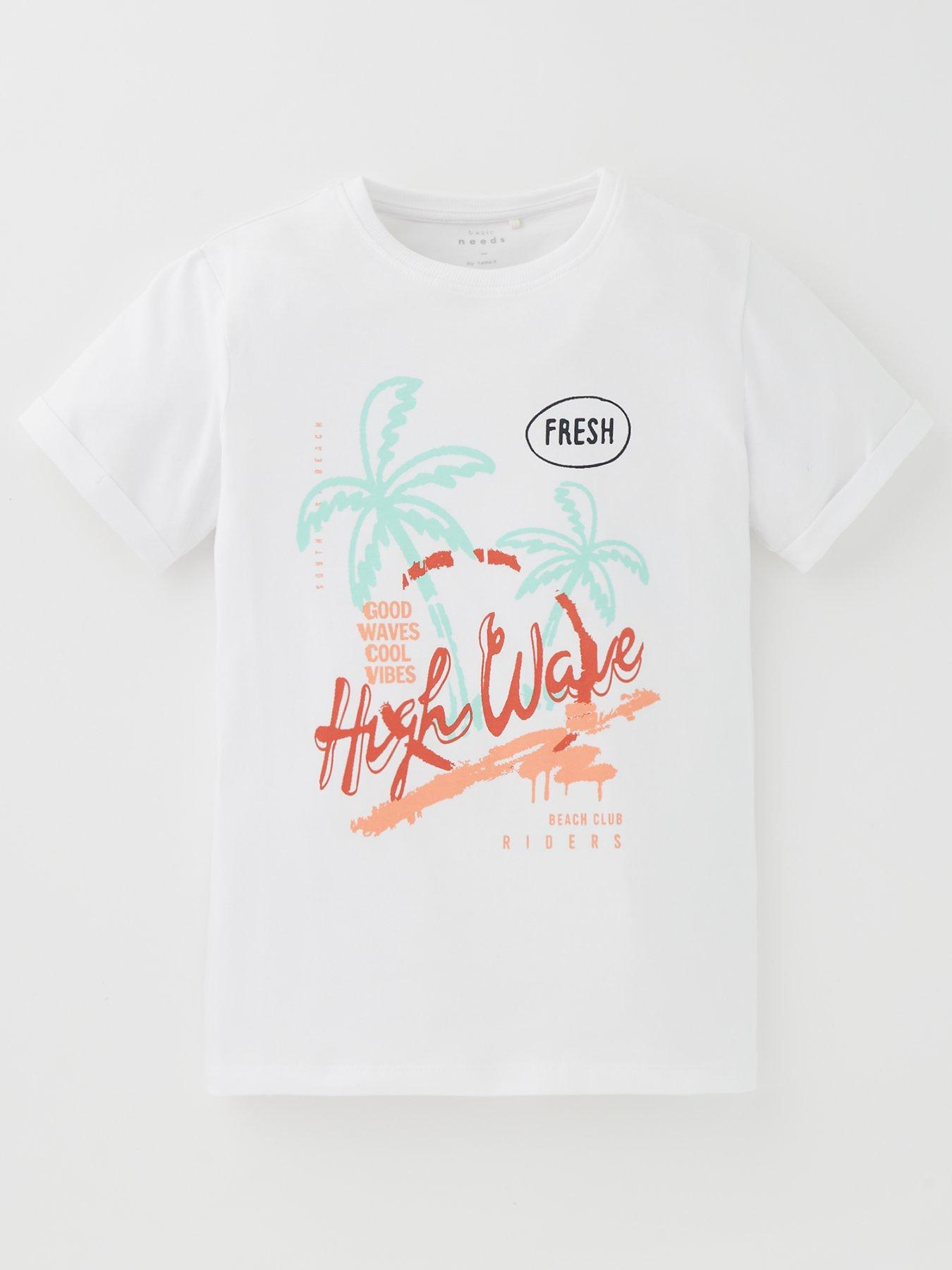 name it boys high wave short sleeve tshirt - bright white