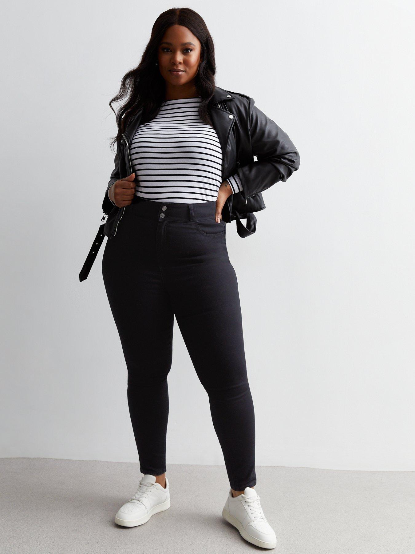 New Look Curves Black Lift And Shape High Waist Yazmin Skinny Jeans Uk 