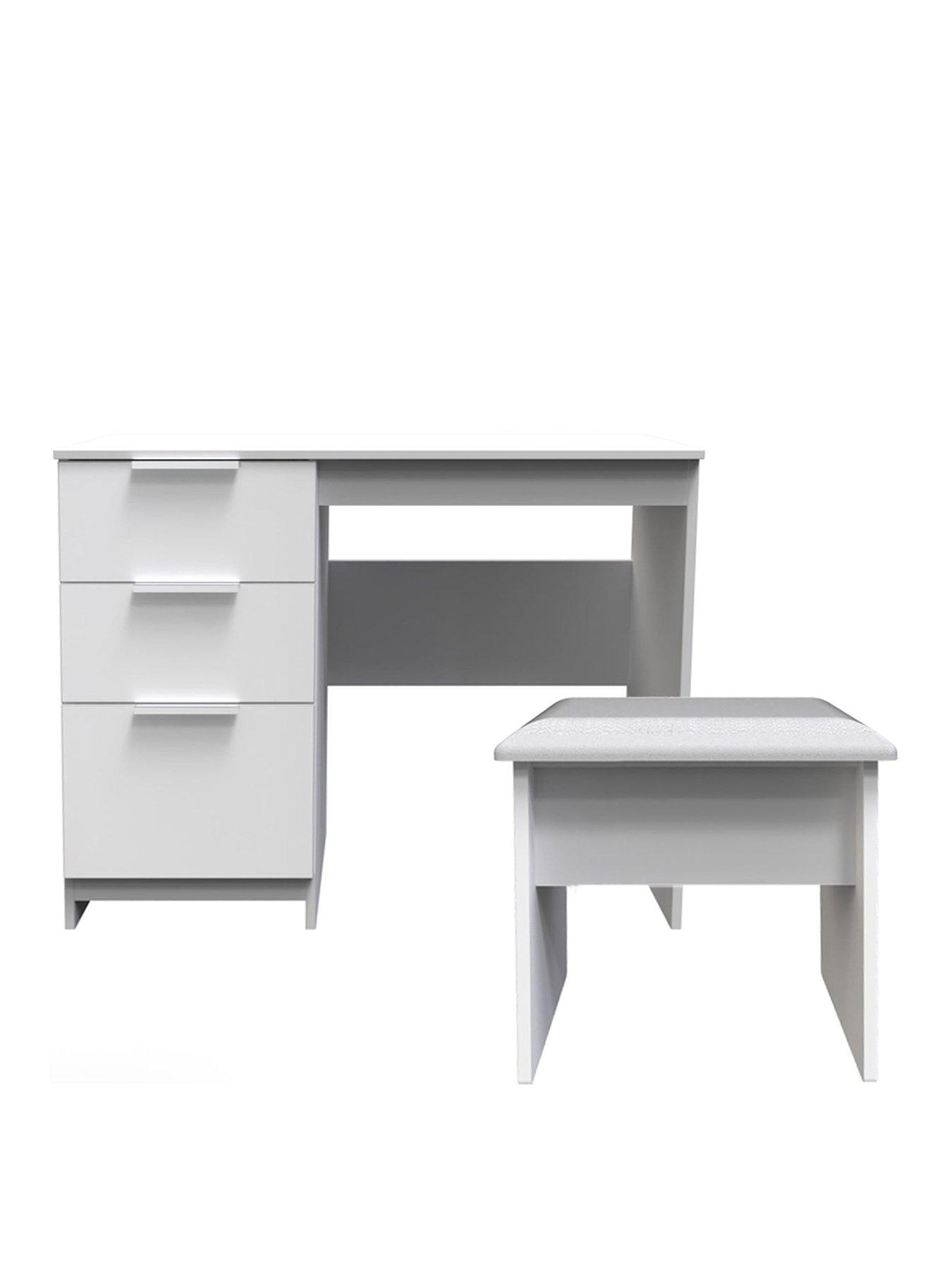 undefined Adair Ready Assembled 2 Piece Dressing Table and Stool Set - Matt White