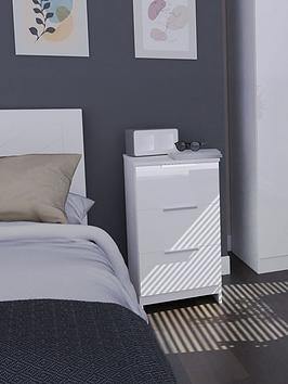 Product photograph of Swift Adair Ready Assembled 3 Drawer Bedside Cabinet - White Gloss from very.co.uk