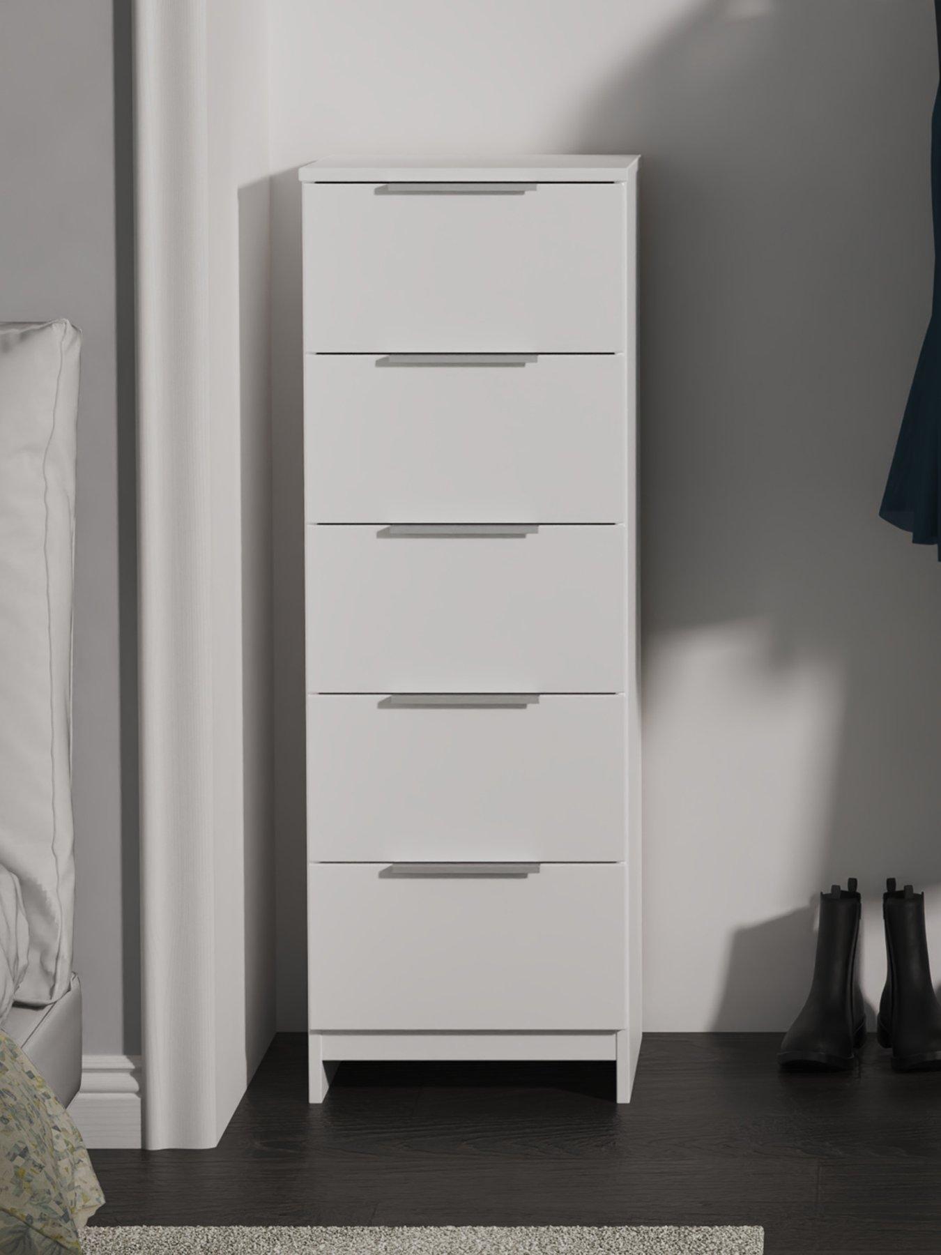 SWIFT Adair Ready Assembled 5 Drawer Tallboy - Matt White