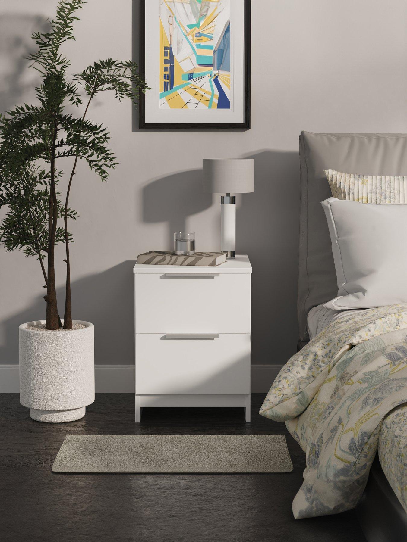 undefined Adair Ready Assembled 2 Drawer Bedside Cabinet - Matt White