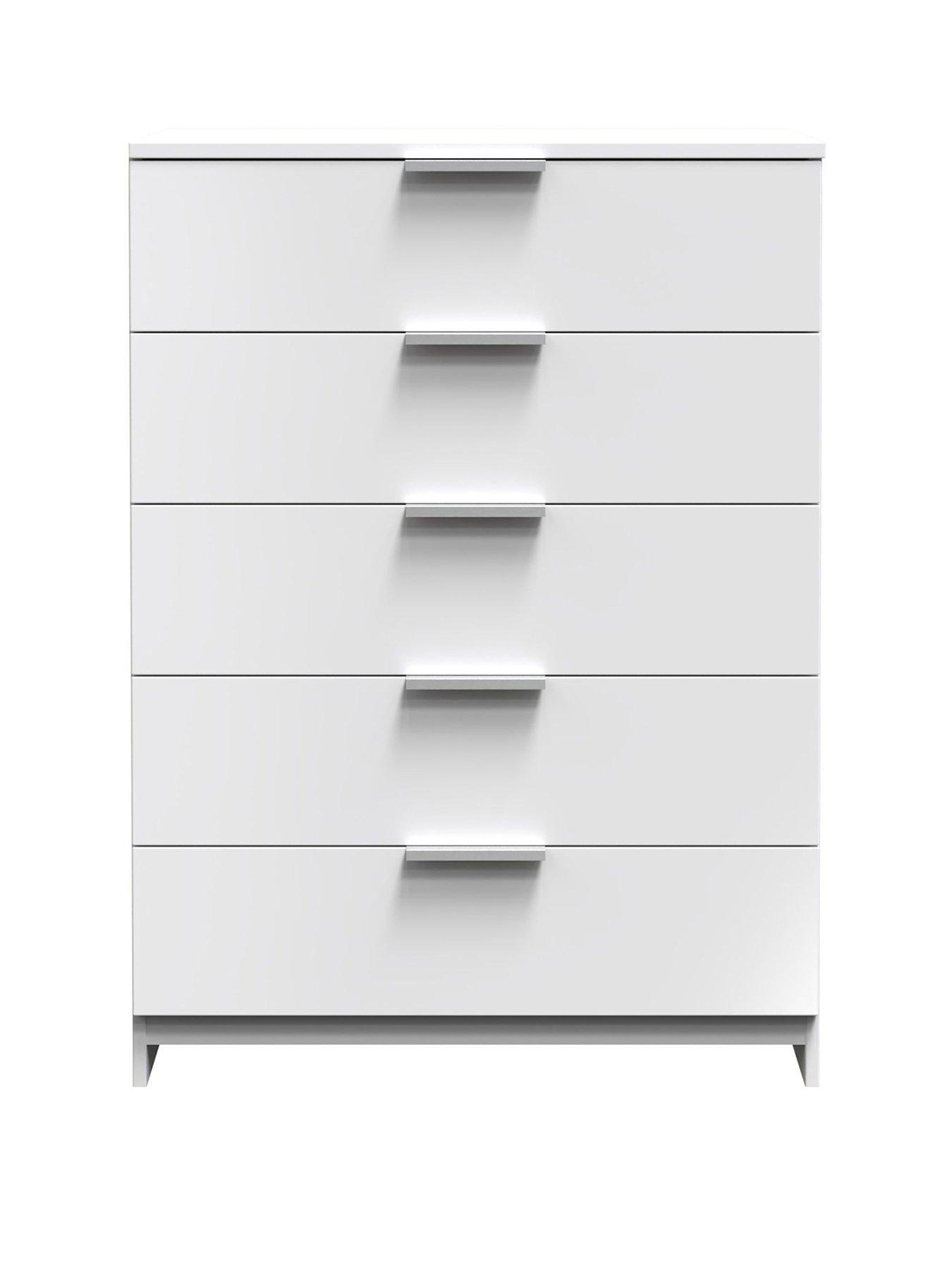 Swift Adair Ready Assembled 5 Drawer Chest - White Gloss