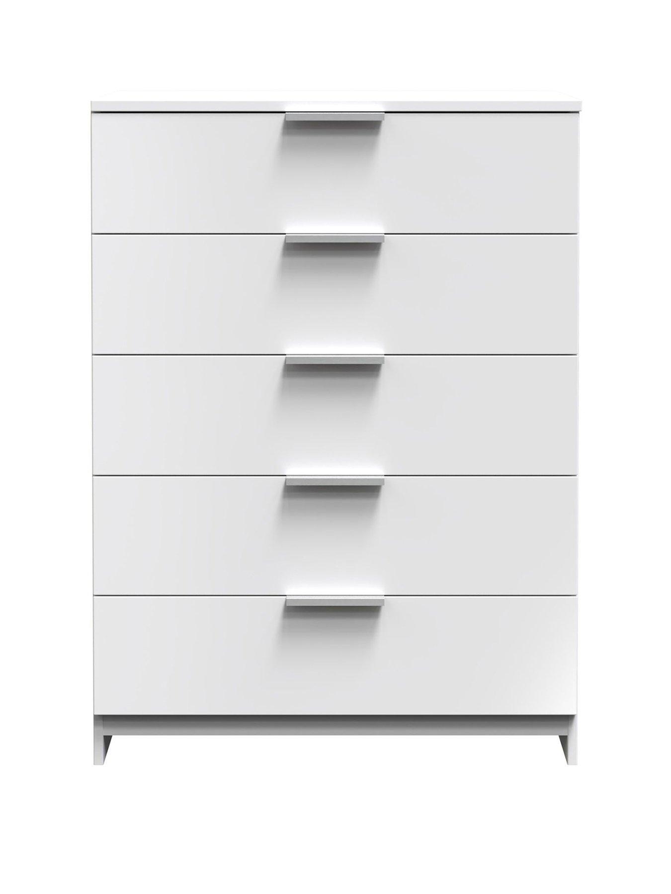 undefined Adair Ready Assembled 5 Drawer Chest - Matt White