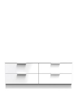 Product photograph of Swift Adair Ready Assembled 4 Drawer Bed Box - White Gloss from very.co.uk
