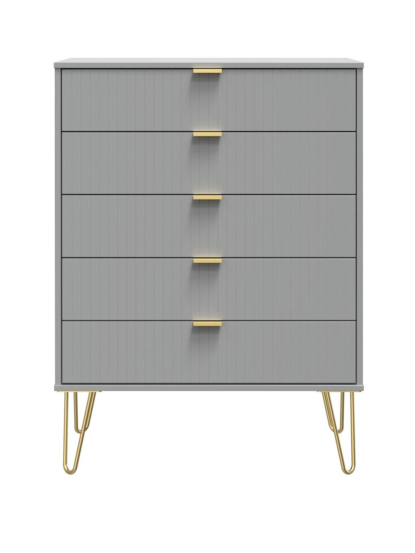 undefined Andie Ready Assembled 5 Drawer Chest - Grey