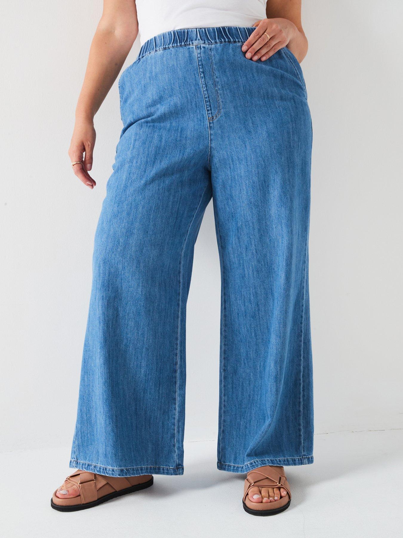 Mid wash high waisted wide leg jeans best sale