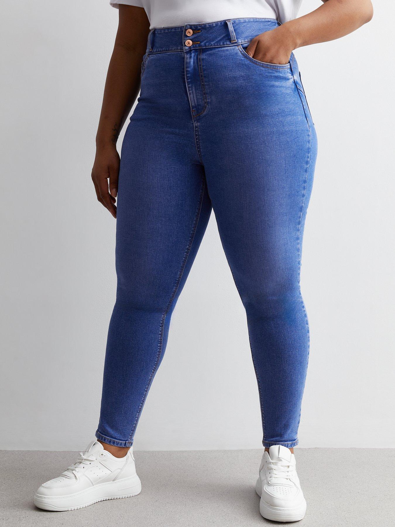 YOURS FOR GOOD Curve Indigo Blue Distressed JENNY Cropped Jeggings