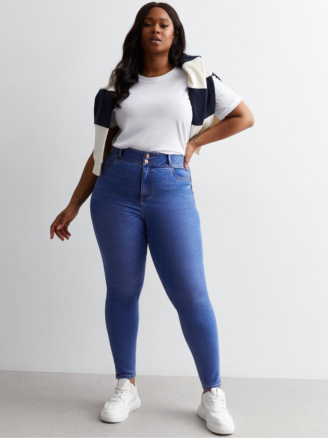 Shape Blue High Waisted Jeggings, Curve