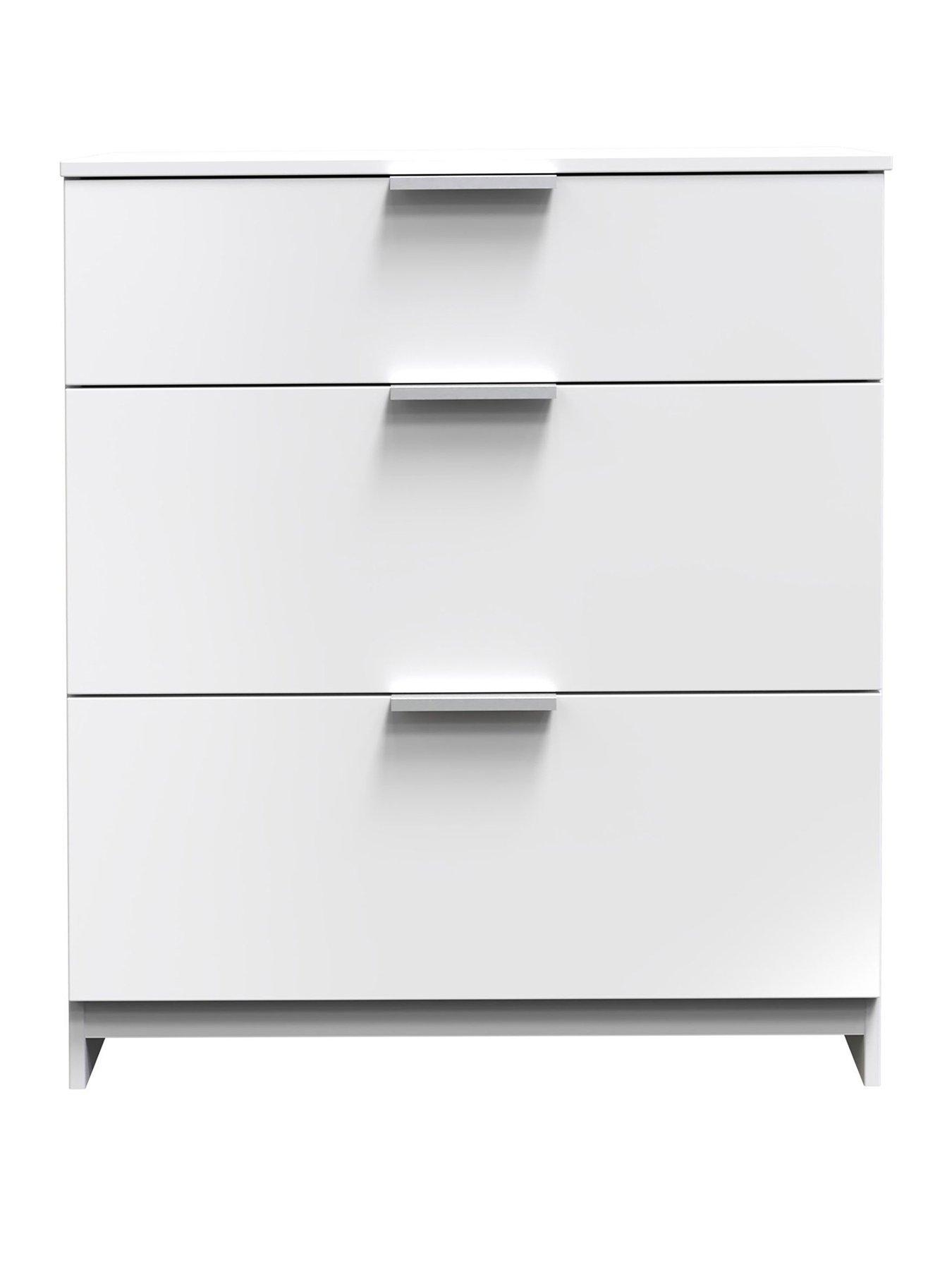 Swift Adair Ready Assembled 3 Drawer Deep Chest - White Gloss