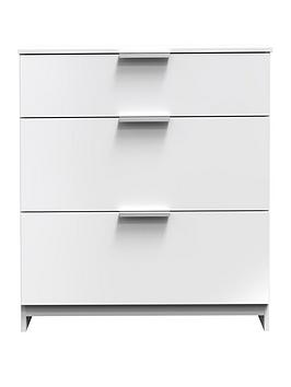 Product photograph of Swift Adair Ready Assembled 3 Drawer Deep Chest - White Gloss from very.co.uk