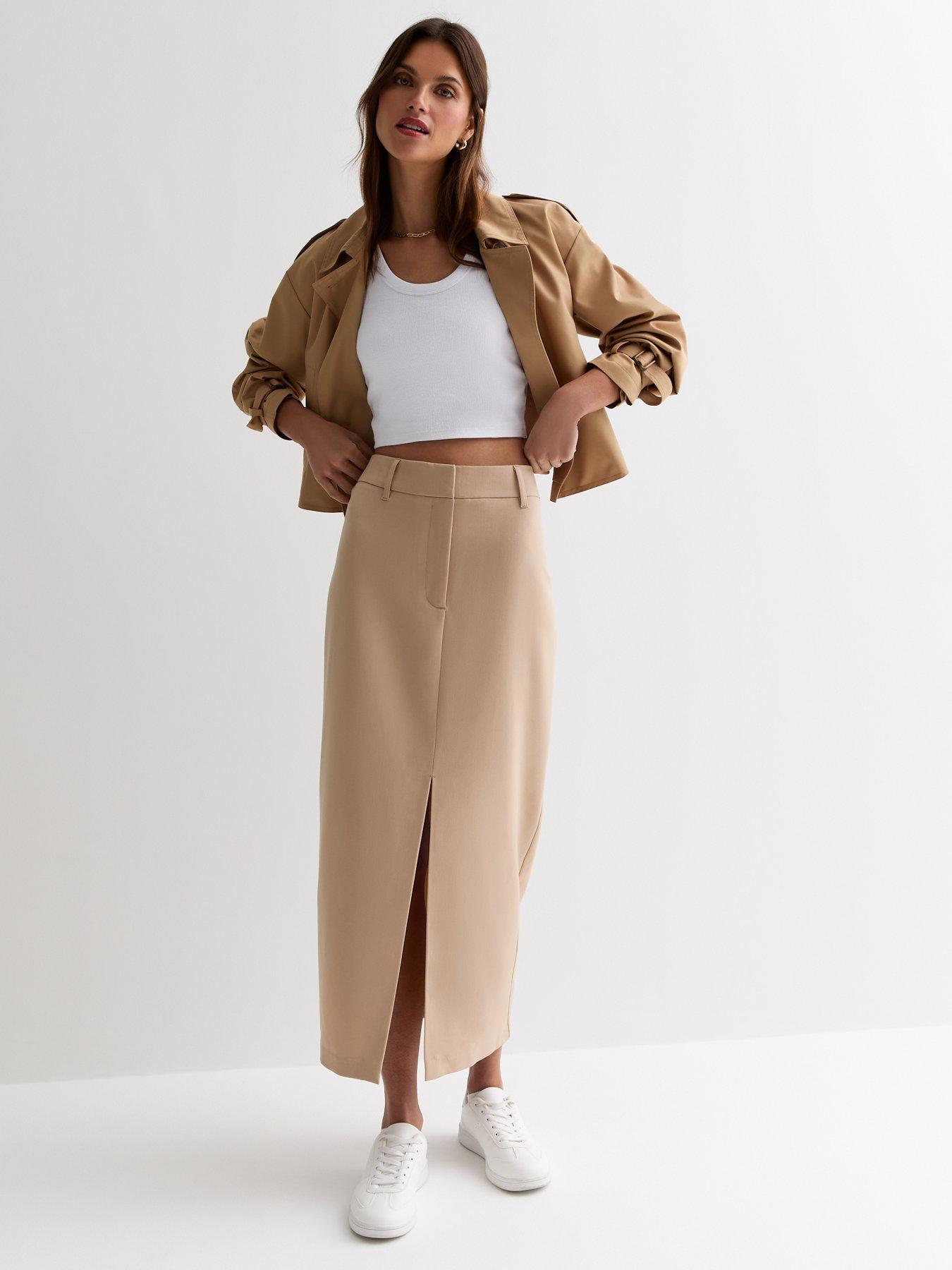Beige midi skirt uk sales